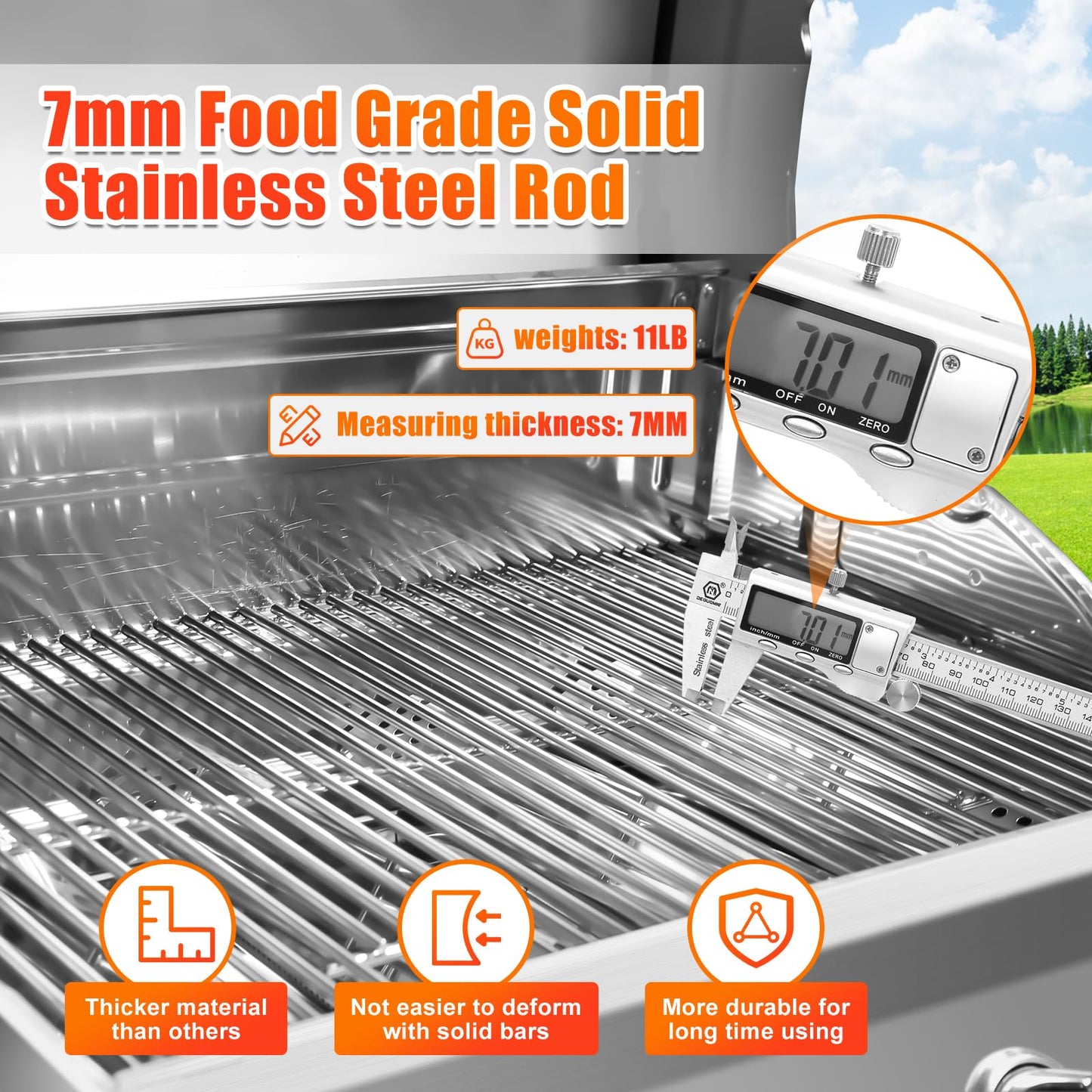 Hisencn 17" x 13 1/5" Cooking Grates for Nexgrill 720-0830H, 720-0830D, 720-0783E, 720-0783C, 720-0888, Stainless Steel Cooking Grid Replacement Parts for Home Depot Nexgrill 4&5-Burner Gas Grill,2pcs