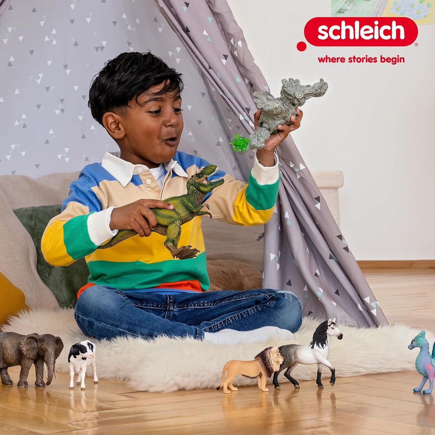 Schleich Horse Club - 34PC Stall Extension Horse Toy Playset with Mare and Foal Figure, Cat Figurine, and Accessories - Stable Set for Girls and Boys - Interactive, Realistic Kids Toys Ages 5+ - 42611