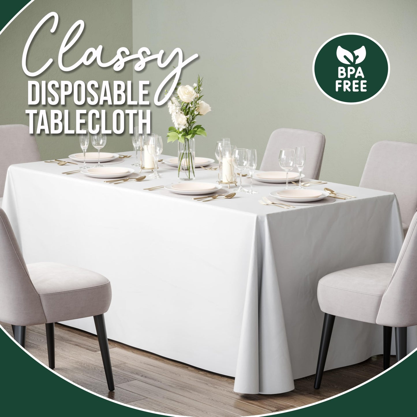 12 Pack White Plastic Table Cloth - 70 x 120 Inch Rectangle Disposable Tablecloth for Parties - Rectangle Tablecloth - Disposable Table Cloths for Parties - Great for Picnics And Formal Events