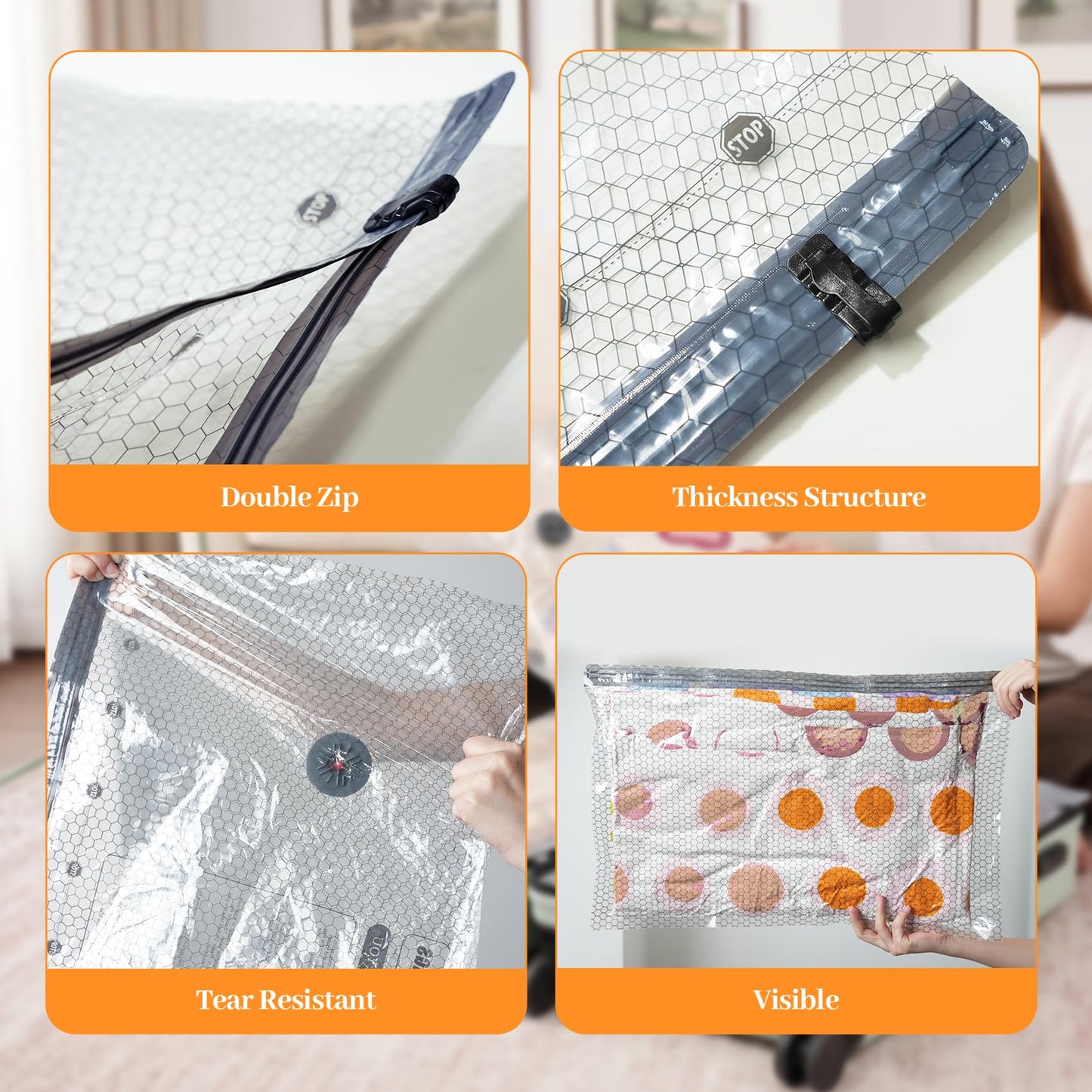 15 Pack Travel Vacuum Storage Bags for Clothing with Portable Electric Pump, Space Saver Vacuum Seal Bag, Compression Packing Bag for Clothes Luggage & Suitcase, Cruise Vacation & Travel Essentials