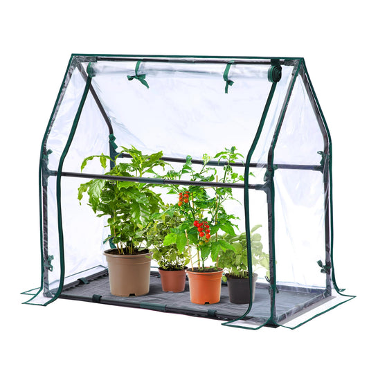 Ohuhu Mini Greenhouse for Indoor Outdoor, 36"x18"x33" Portable Seed Starter Greenhouse with Waterproof Pad, Heavy-Duty PVC Cover, Zippered Door for Small Plants Germination, Nursery