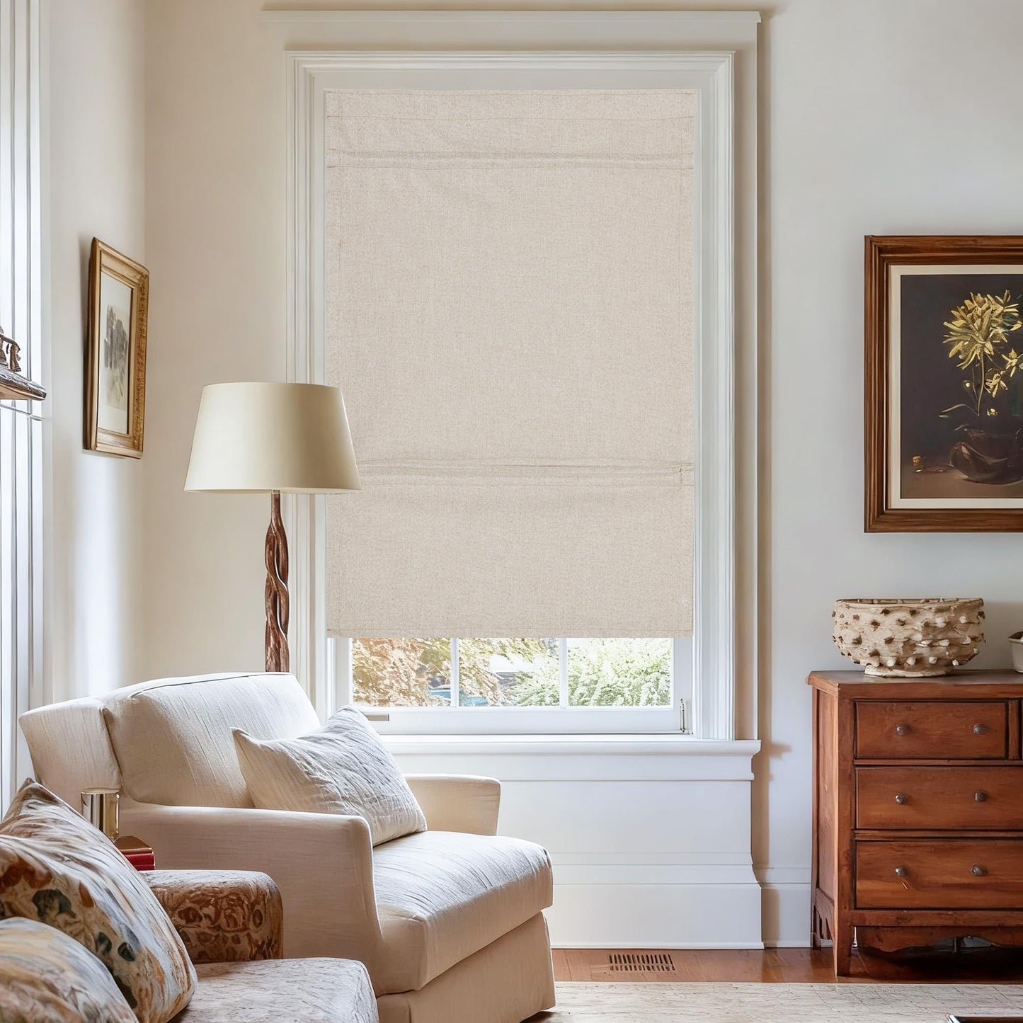 NICETOWN 100% Blackout Curtains for Window Cordless Blinds Temporary Shades No Drill Black Out Blinds for Window of Bedroom, Bathroom,Kitchen Office (Sand, 24 x 72 inch Long, 1 Panel)