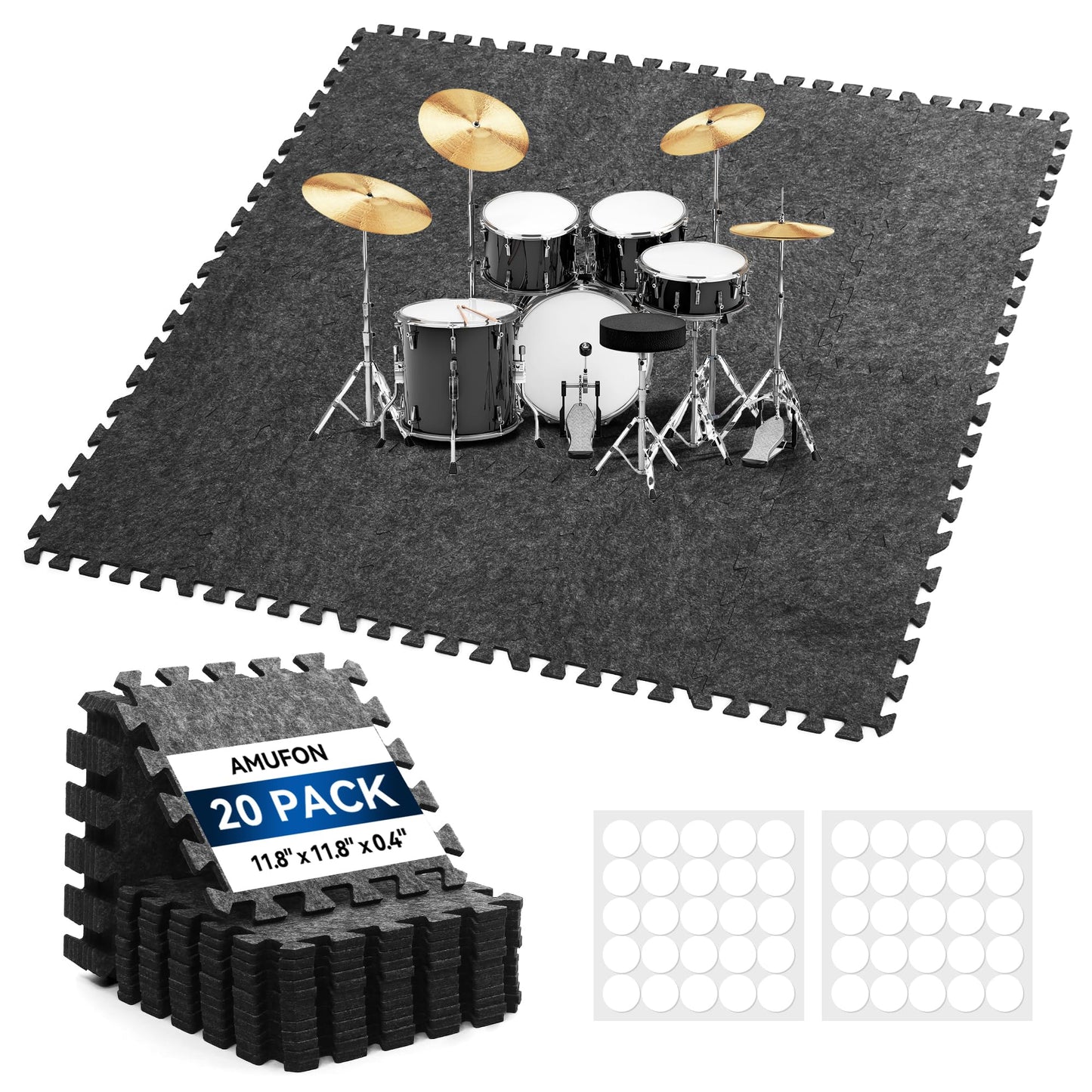 AMUFON Thick Sound Absorbing Interlocking Floor Mats, 20 Pcs 11.8 x 11.8 x 0.4 inches
