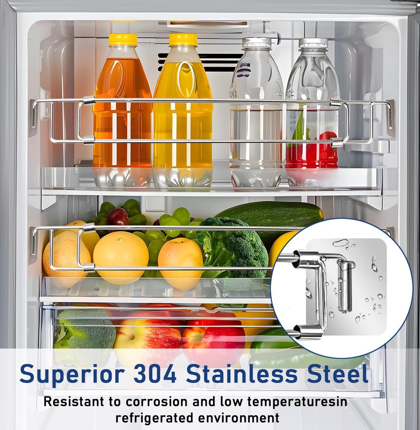 SOYANGNEK 4 Sets RV Adjustable Fridge Bars 12.44"-22.63" Adjustable Stainless Steel RV Refrigerator Accessories Essential Refrigerator & Cabinet Tension Rods for RV, Camper, Travel Trailer Accessories