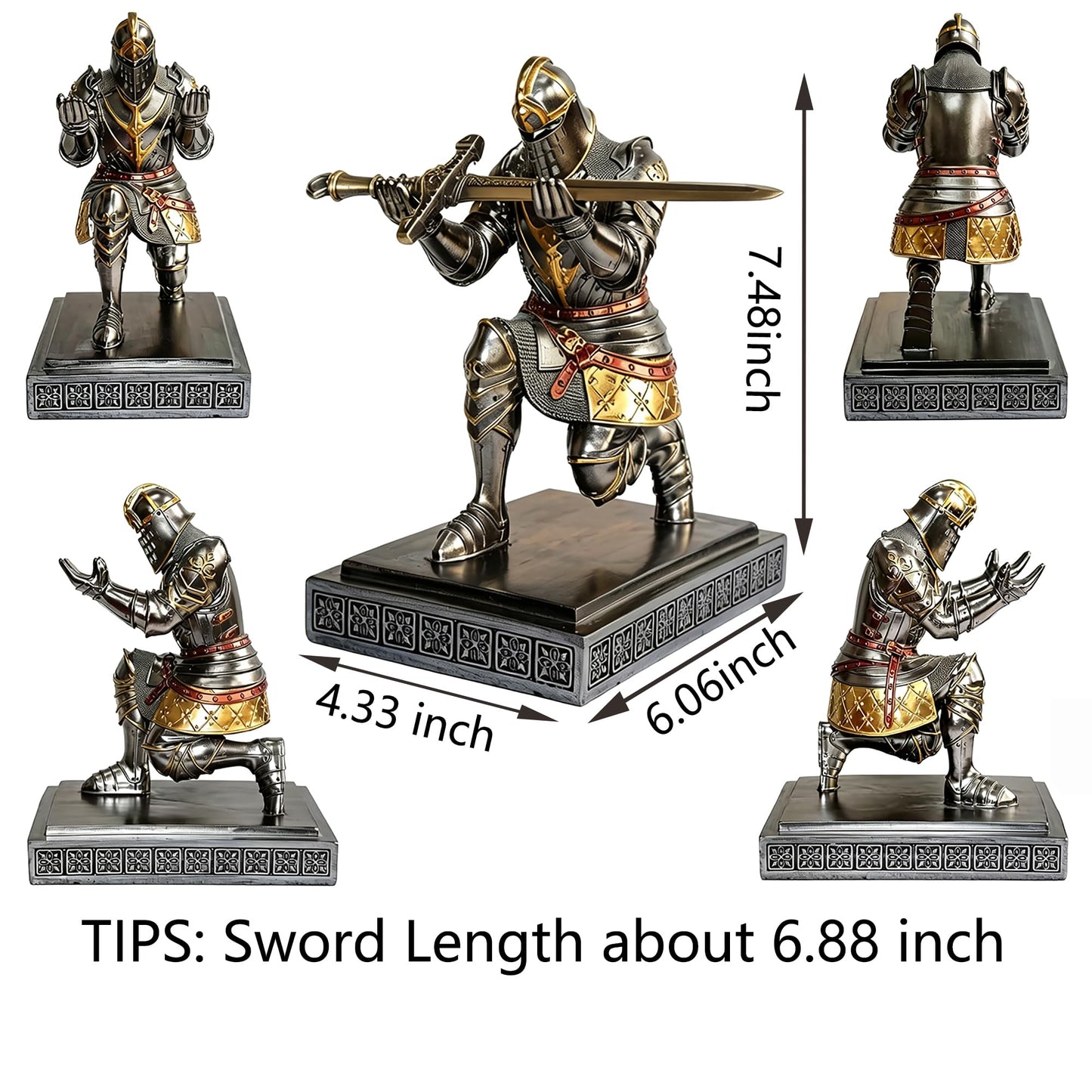 HDMbigmi King's Guard Knight Pen Holder Pen Stand Desk Organizers and Accessories Resin Pencil Holder as Gift with a Nice Letter Opener for Office and Home Desk Organizer (Iron)