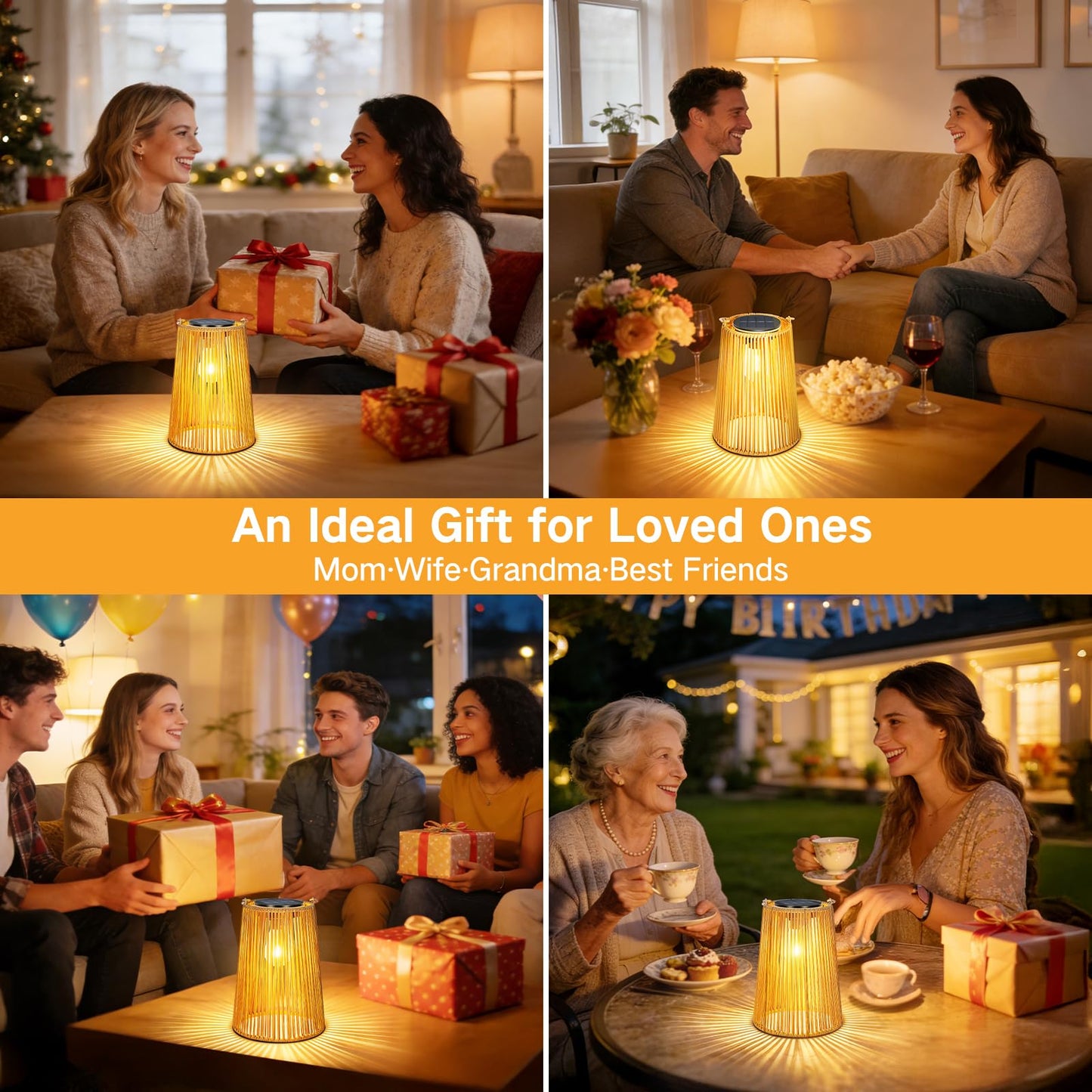 OUTONLIFE 2 Pack Solar Lanterns Outdoor Waterproof, Hanging Rattan Woven Solar Lights with Auto On/Off, Decorative Gifts for Garden, Yard, Patio, Tree, Porch, Lawn, Pathway & Outside Tabletop Decor