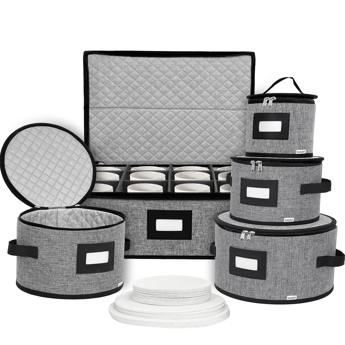 homyfort China Storage Containers, Hard Shell for Plates, Moving Boxes for Dishes, Cups, Mugs, Tableware Moving Supplies for Kitchen Organization- 5-Piece Set (5-piece set)