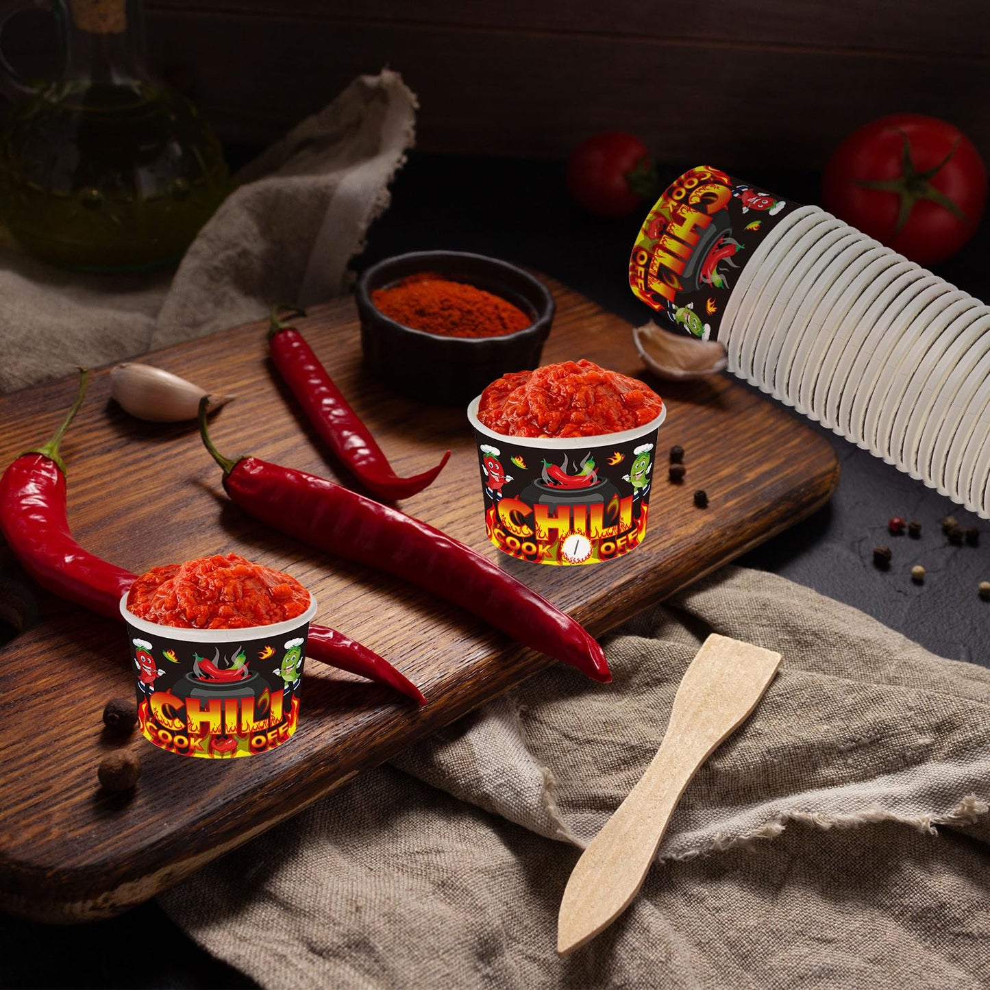 Tkifoda 200 Pcs 4 Oz Chili Cook Off Cups - Paper Construction, Black, Modern Style - 4 Oz Capacity, Ideal for Chili, Soup