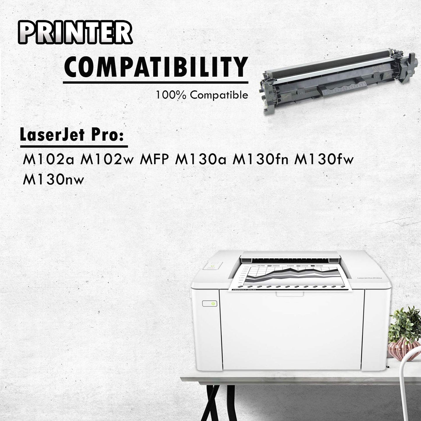 2PK Inkfirst Compatible Toner Cartridges Replacement for HP CF217A 17A [with CHIP] LaserJet Pro MFP M130fn M130a M130fw M130nw M102a M102w