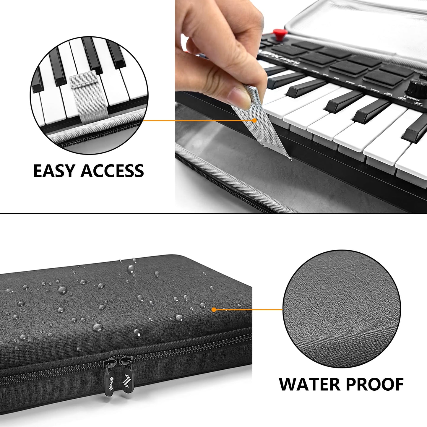 Musiin Premium Velvet Keyboard Case Compatible with LIVEN Texture,Evoke,XFM,Lofi-12, 8bit warps,AKAI Professional MPK Mini MK3,Hercules DJControl Mix Ultra,MIDI Controller Keyboard cover(Grey)