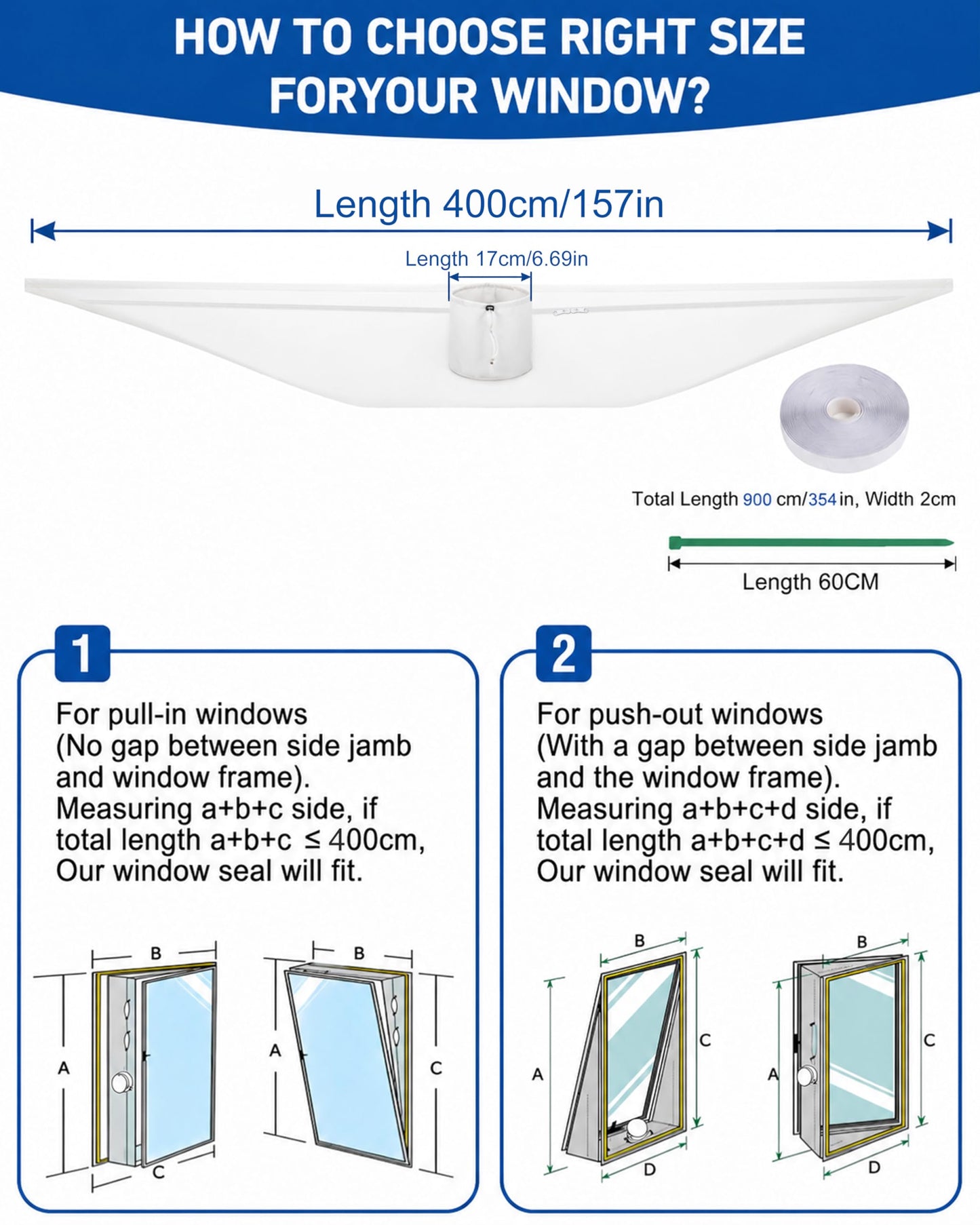 COVERTIFY Portable Air Conditioner Window Kit, Universal Heavy Duty Window Seal for Portable Air Conditioner with Adjustable Zipper, No Drill AC Unit Windows Kit - Max 157" L