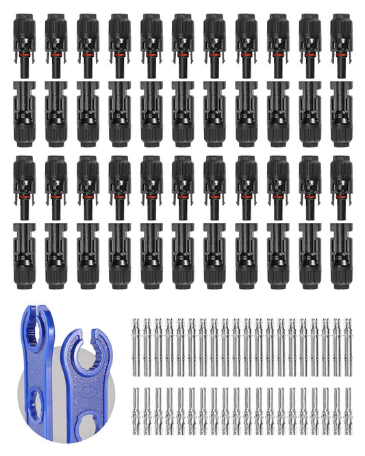 BougeRV 22 Pairs of Solar Panel Connectors with a Free Pair of spanners, Solar connectors, Male Female Connectors for Solar Cable PV Systems,Suitable for 14AWG-10AWG Solar Cables