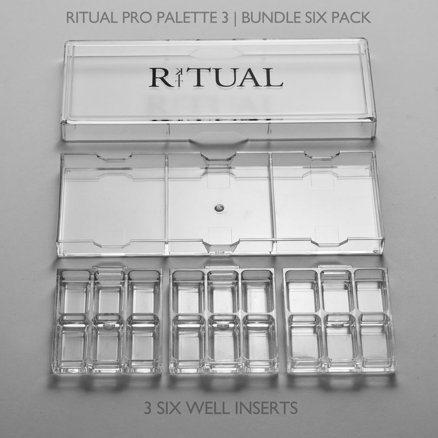 Empty Makeup Palette | 18 Wells | Modular Interchangeable Depotting System | Ritual Pro Palette 3 | Bundle 6 Pack