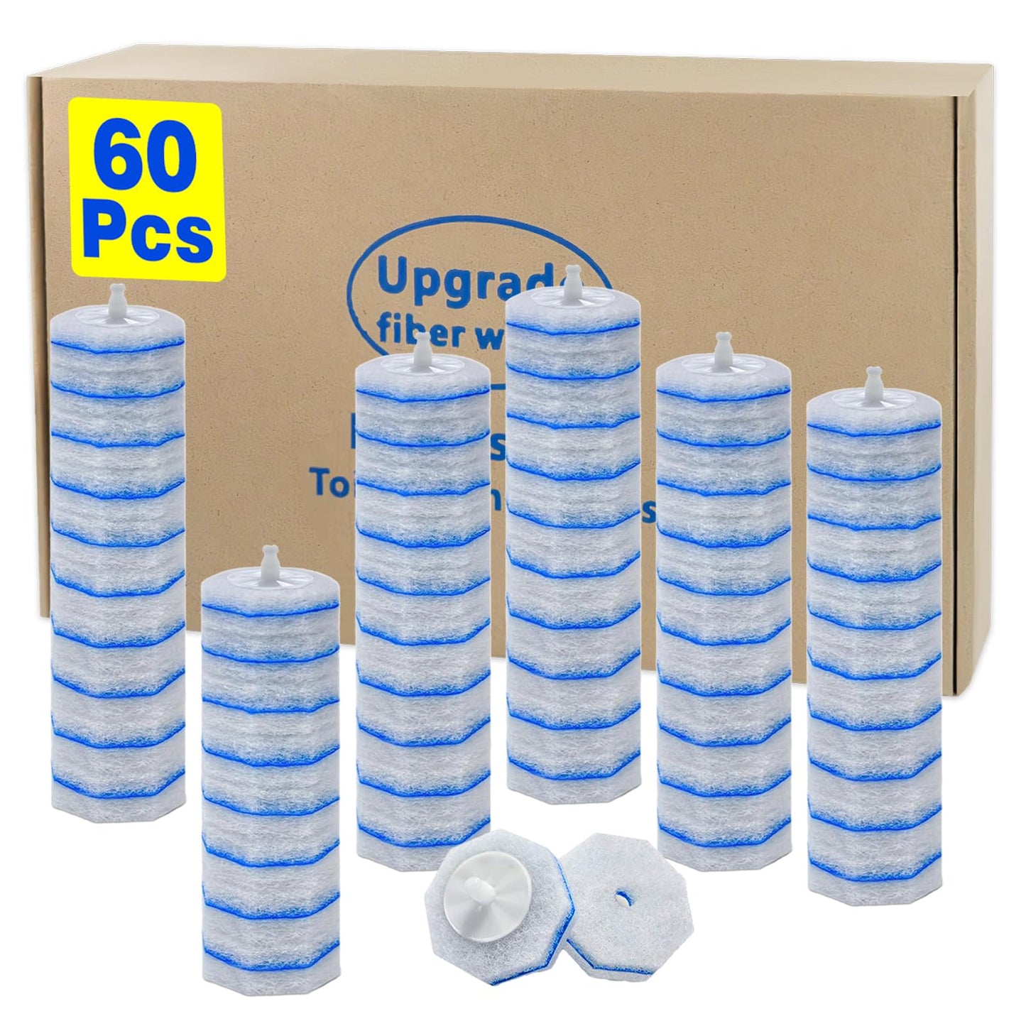 60 Count Toilet Wand Refills for Clorox, Disposable Toilet Brush Compatible with Clorox Toilet Wand Cleaning System, Upgrade Fiber Bowl Cleaner Brush for Closestool Cleaning