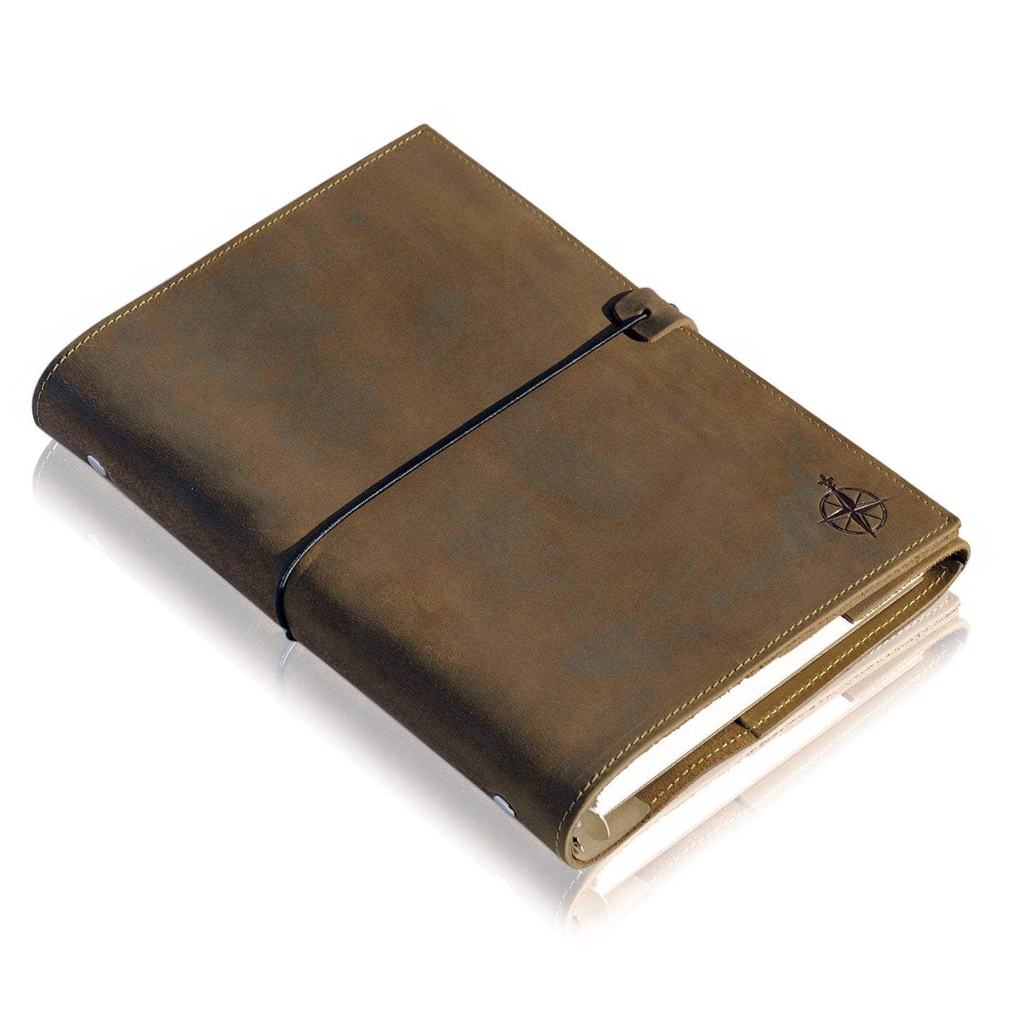 Wanderings A5 Leather Binder Planner - Refillable 6 Ring Journal with Inner Pockets - Hand-Crafted Genuine Leather Organizer- Filofax Compatible. 2026/27 Monthly Weekly Calendar with Notes - 6.75" x 9" (17 x 22.5cm)