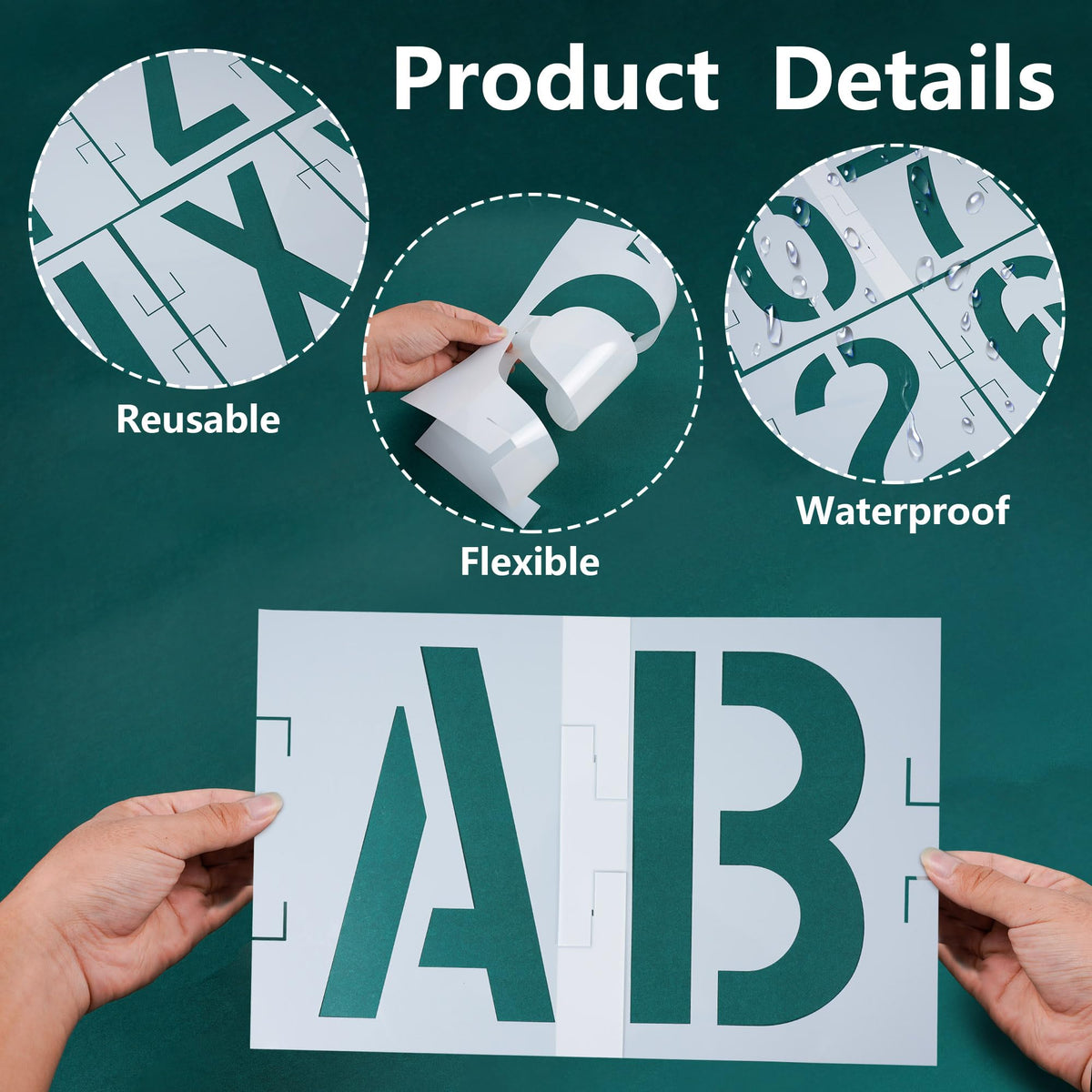 12 Inch Stencils ReusableTemplates Interlocking Stencil Kit Plastic Large Size Number Stencils for Wood Wall Paper Fabric Glass Signage DIY Art Projects