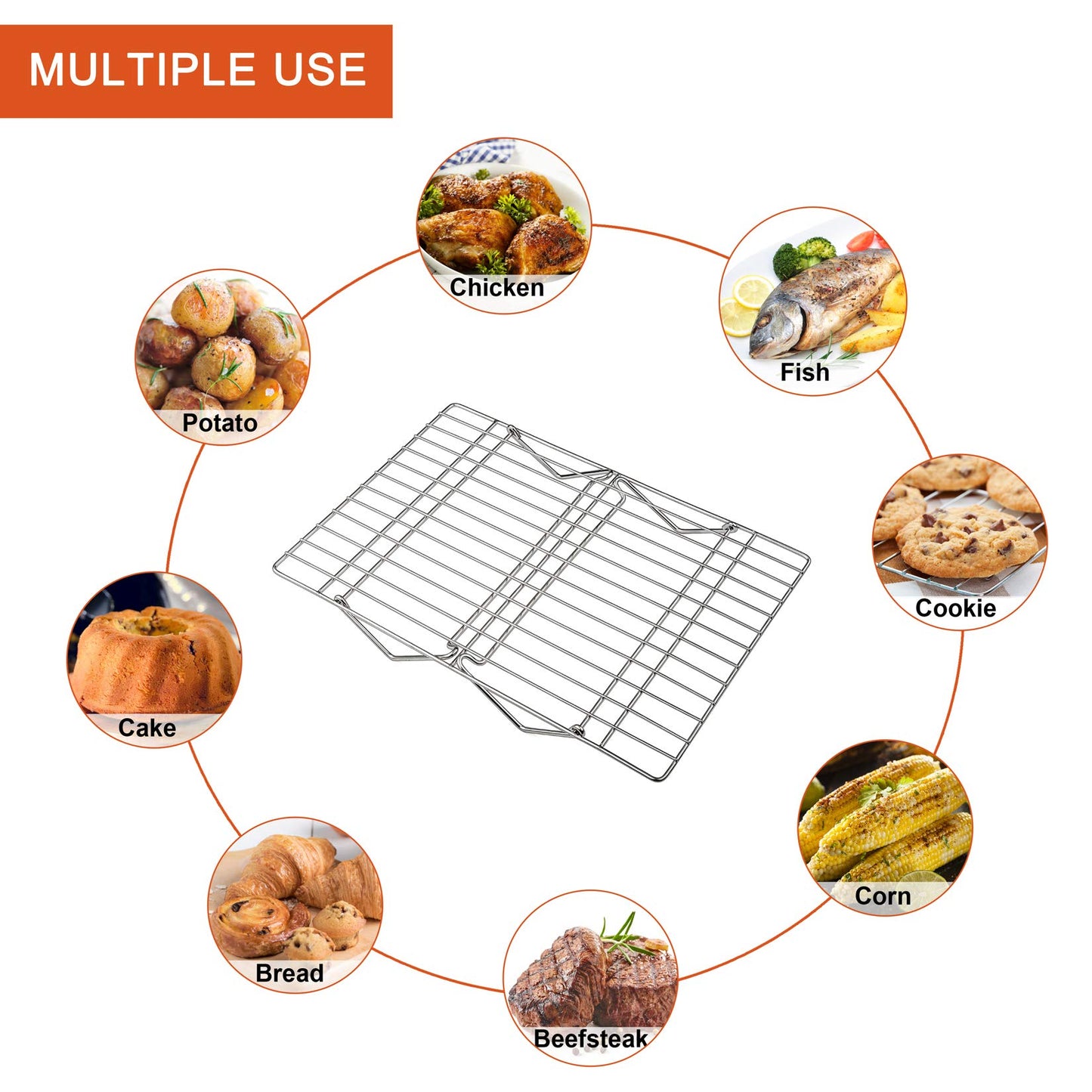 Cooling Rack, P&P CHEF 5-Tier Stainless Steel Stackable Baking Cooking Racks for Cooling Roasting Grilling, Collapsible & Heavy Duty, Oven & Dishwasher Safe - 15’’x10’’