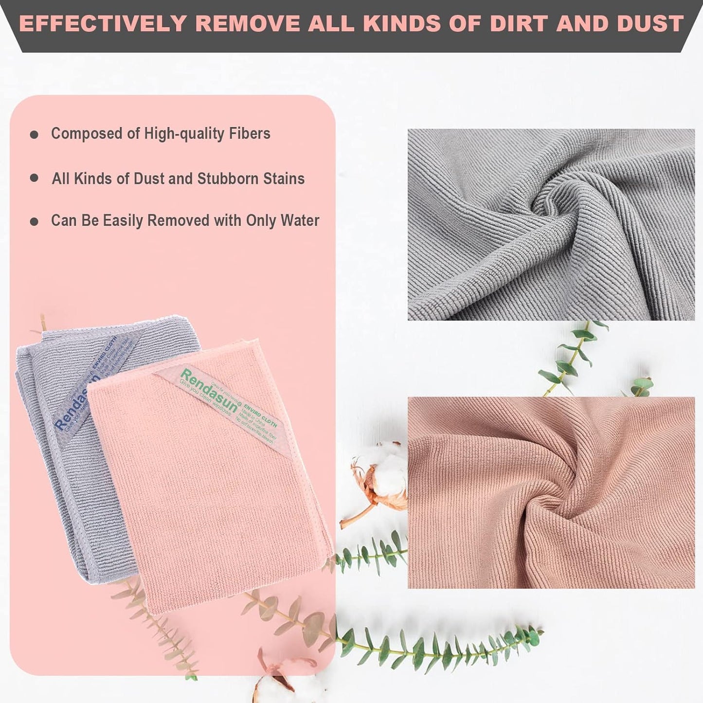 YOLOLOY Window & Enviro Cloth Set, Microfiber Cleaning Cloths, 3 Count, 12x12 inches, Purple, Grey, Pink (Solid), Lint Free
