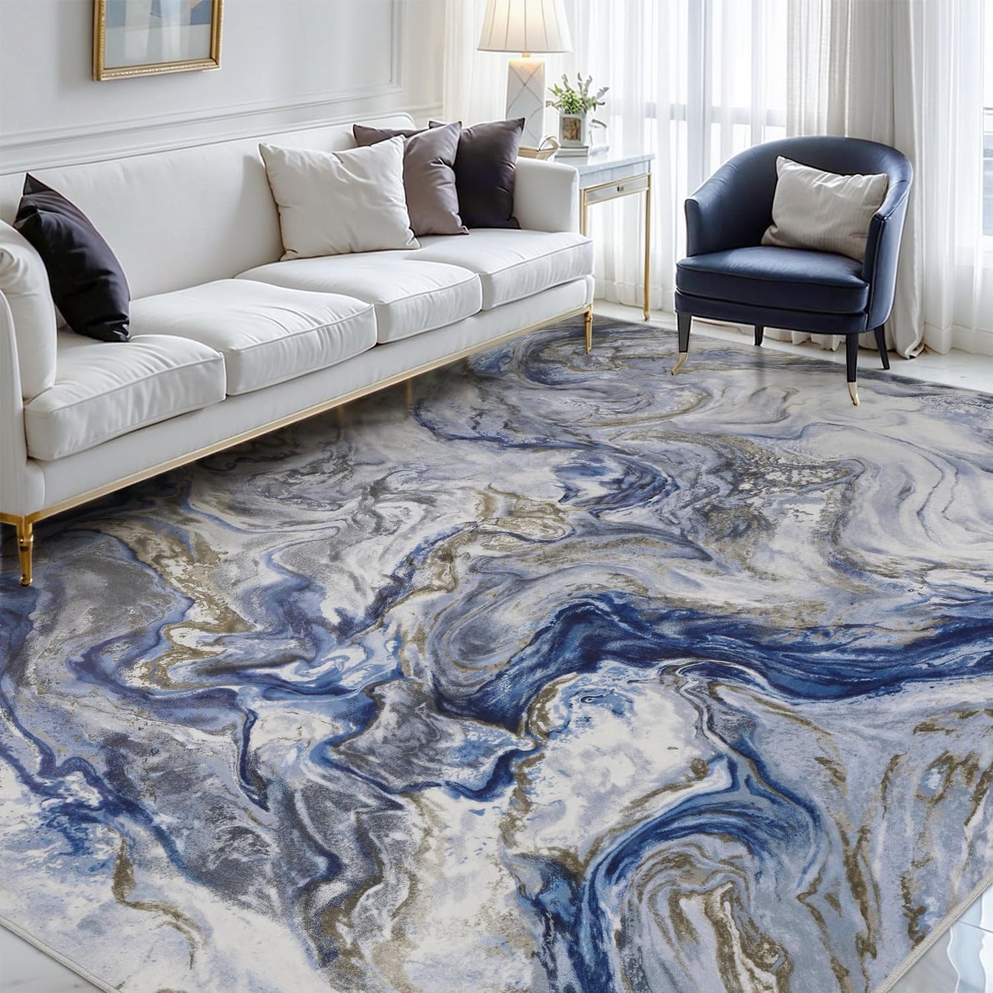 5x7 Area Rugs for Living Room, Modern Abstract Rug for Bedroom, Contemporary Machine Washable Rug, Large Stain Resistant Carpet for Dining Room Playroom Home Office, Pet & Kids Friendly