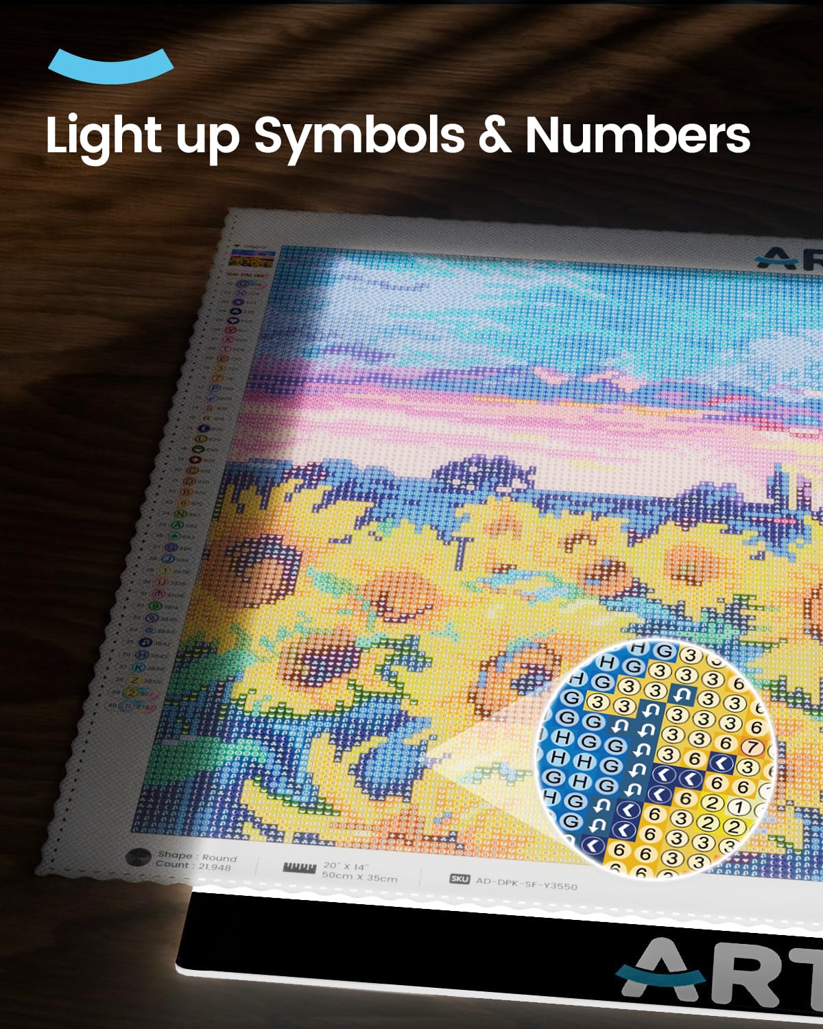 ARTDOT A3 LED Light Board Light Pad for Diamond Art Kits for Adults- USB Powered & Adjustable Brightness Light Box for Tracing, and Peinture Diamant Crafting as Diamond Painting Accessories and Tools