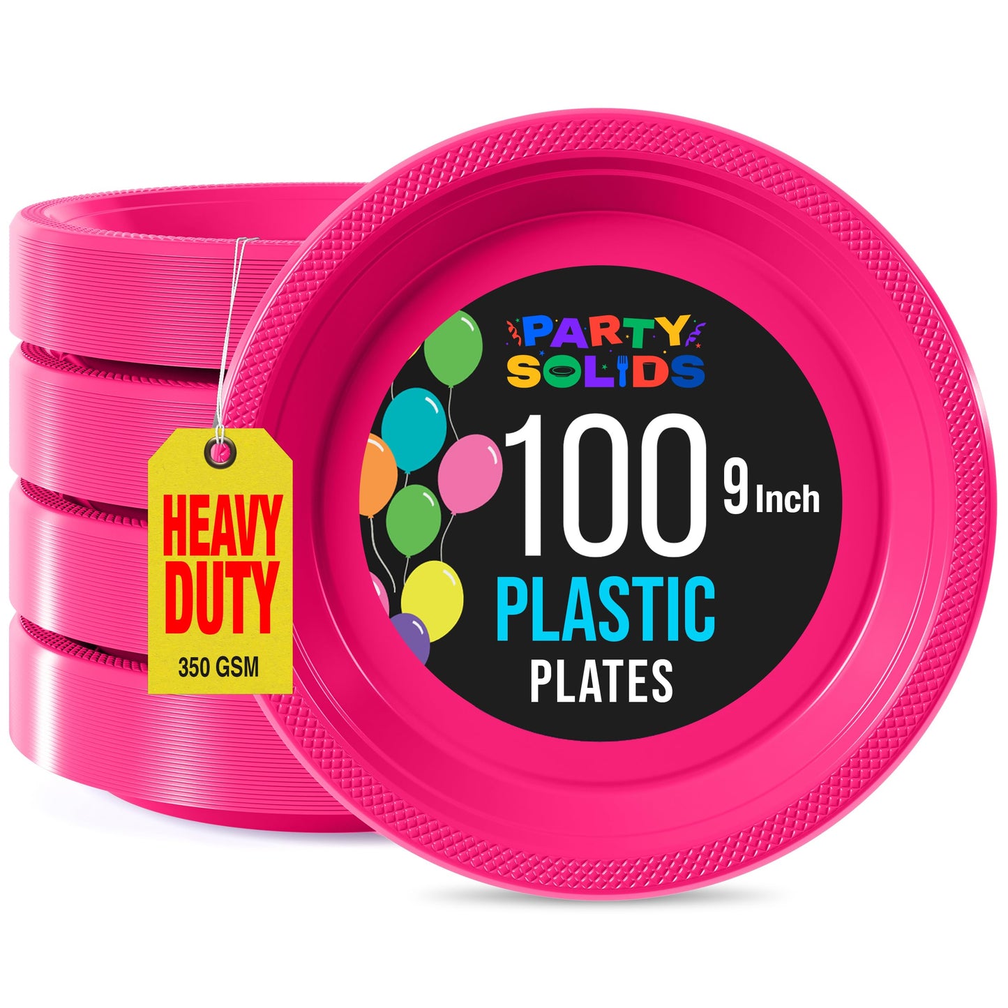 Party Solids Cerise Plastic Plates for Party 9" Cerise Disposable Plates Heavy Duty 100 Pcs Plastic Dinnerware Sets Heavy Duty 350 GSM Disposable Dinnerware Set