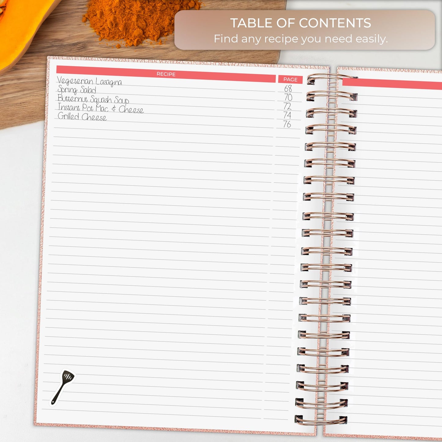 Clever Fox Recipe Book Spiral – Make Your Own Family Cookbook – Blank Recipe Notebook Organizer – Empty Cooking Journal to Write In Recipes – Large Size, 9.3”x11.2”, Hardcover (Rose Gold)