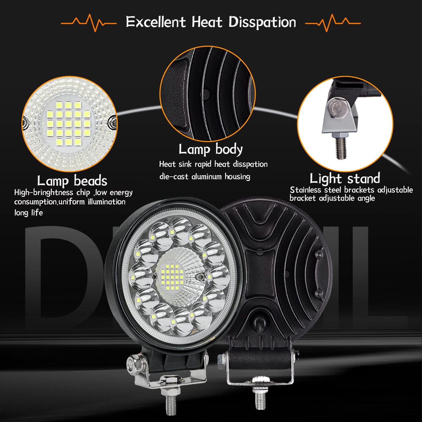 SAN YOUNG LED Light Pods for Trucks, 4 Inch LED Tractor Work Lights 120W Round Spot Off Road Driving Light for ATV UTV RV Golf Cart Lawn Mower SUV Offroad Lights, 4 Pack