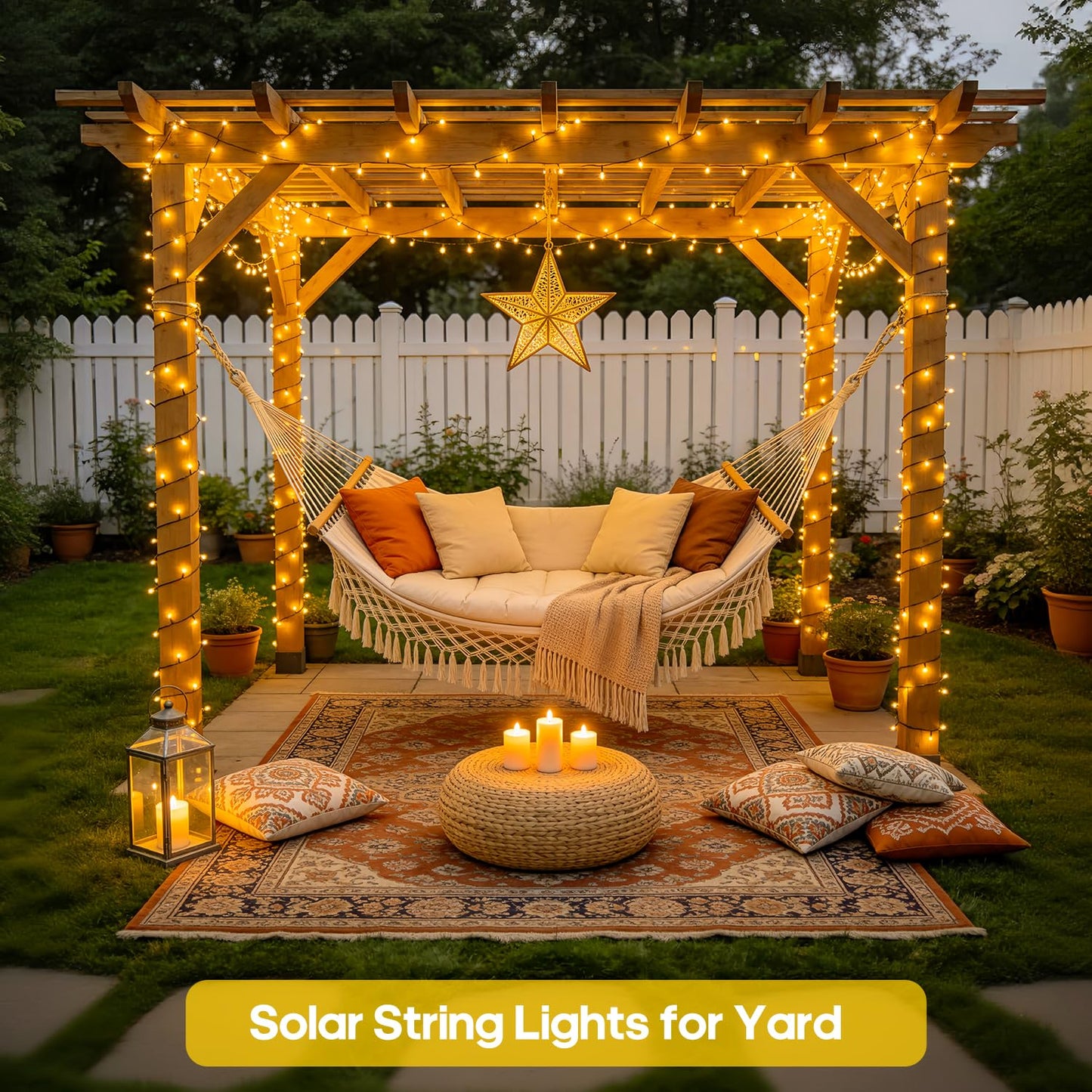 JMEXSUSS 2 Pack Solar String Lights Outdoor Waterproof, Total 400 LED 151FT Solar Christmas Lights with 8 Modes, Solar Tree Lights for Outside Garden Patio Party Christmas Decorations (Warm White)