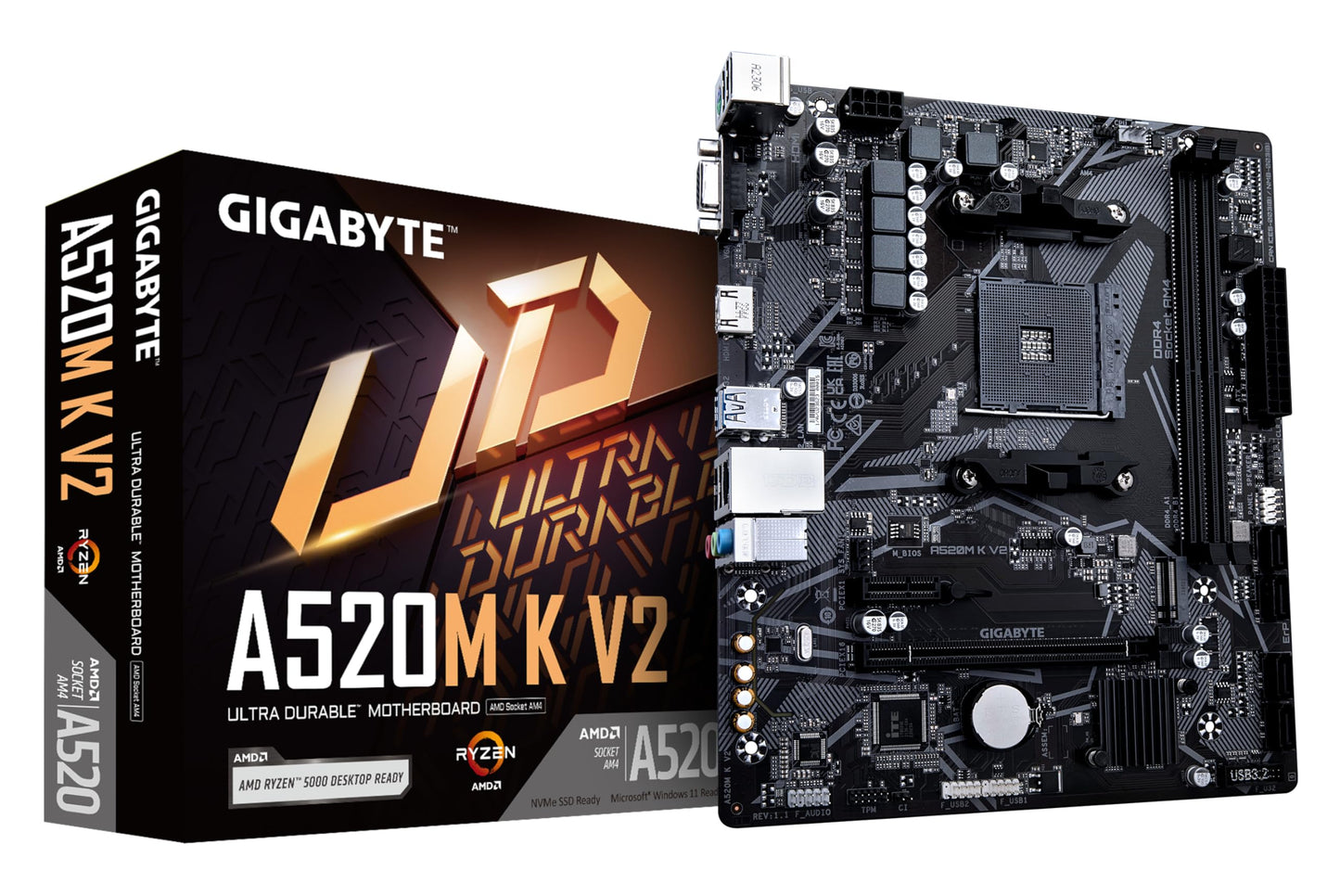 GIGABYTE A520M K V2 (REV. 1.0) CHIPSET AMD A520 AM4, MATX, DDR4 - A520M K V2 1.0 MAE Card