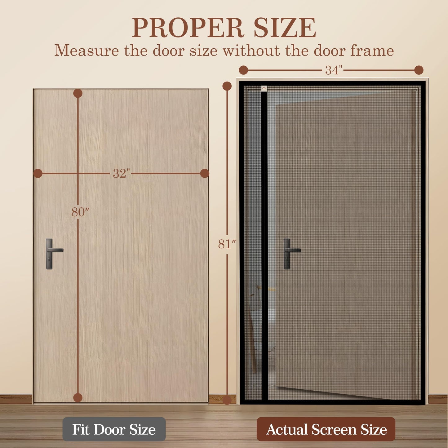 Yotache Magnetic Screen Door, Reversible Left Right Side Opening Fits Door Size 32 x 80, Heavy Duty Polyester Mesh with Self-Closing for Sliding & Patio, Pet & Kid Friendly
