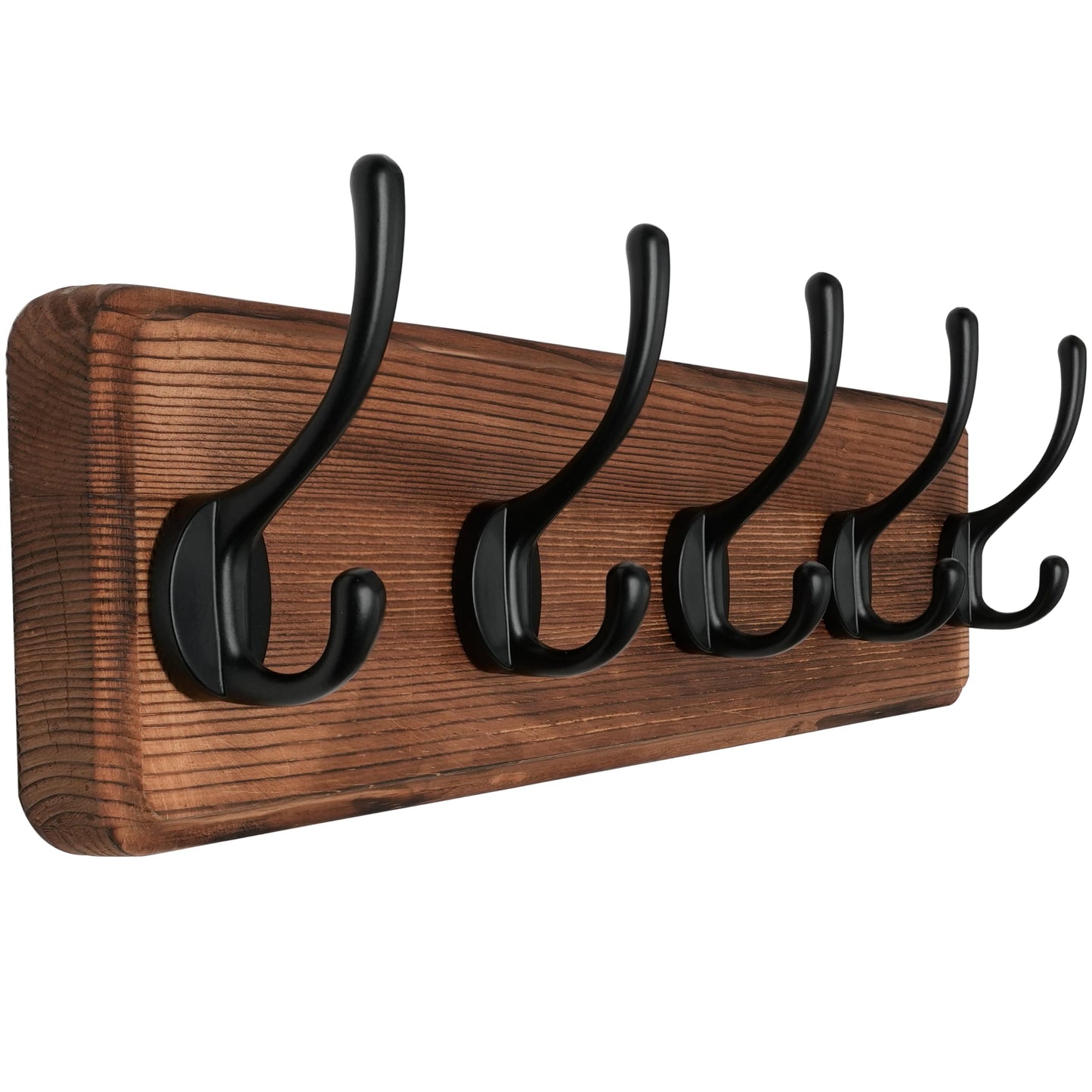 SKOLOO Rustic Wall Mounted Coat Rack, 16-inches Hole to Hole, Pine Real Wood Plank Wall Coat Rack with 5 Hooks, Farmhouse Coat Hanger Wall Mount for Hanging Backpack Jacket Coat Hat