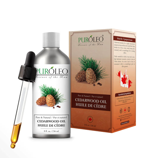 PUROLEO Cedarwood Essential Oil 8 Fl Oz/236 ML (Packed In Canada) 100% Pure & Natural Cedarwood Oil for Aromatherapy, Relaxation, and Skin Care - Therapeutic Grade Cedarwood Oil for Diffuser