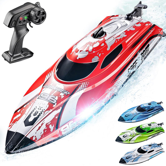 BEZGAR RC Boat, 12 inch Remote Control Boat for Kids and Adults, 25 KPH Fast RC Speed Boats with 700mAh Battery, Ideal Waterproof Toy Boats for Lakes & Pools - TX126 Red