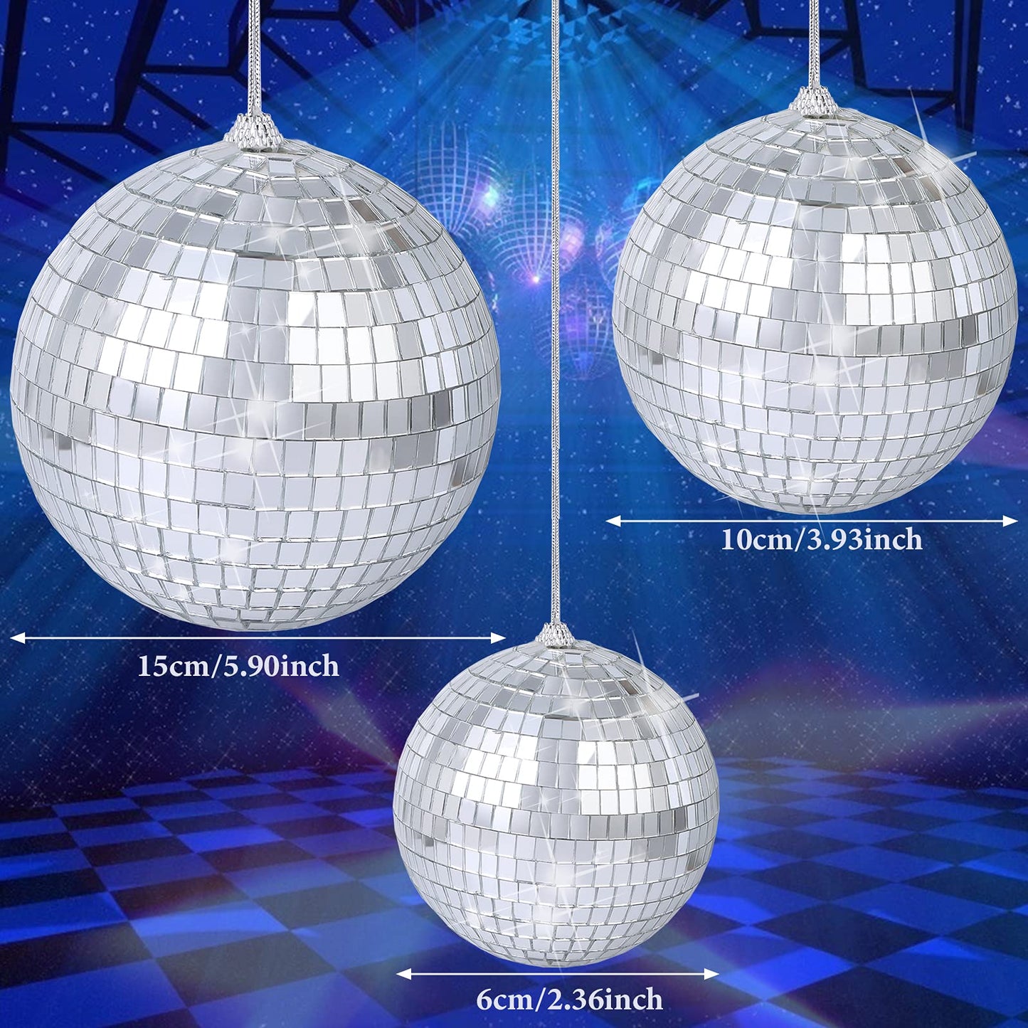 8 Pieces Mirror Disco Balls Silver Hanging Disco Light Mirror Ball for Retro Party, Fun Party, Home Bands Decorations
