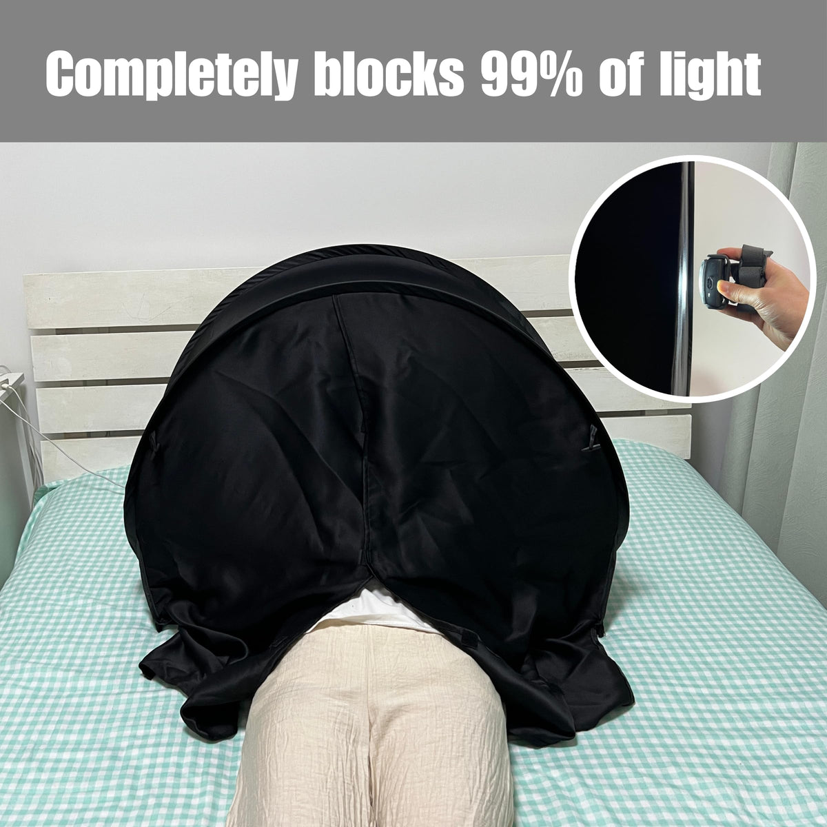 Compact Blackout Bed Tent for Deep Sleep - Light-Blocking Luxury Sleep Den Tent - Blackout Canopy to Improve Sleep Anytime, Anywhere - Perfect for Nightshift, Dorms, Travel, Naps and Relaxation