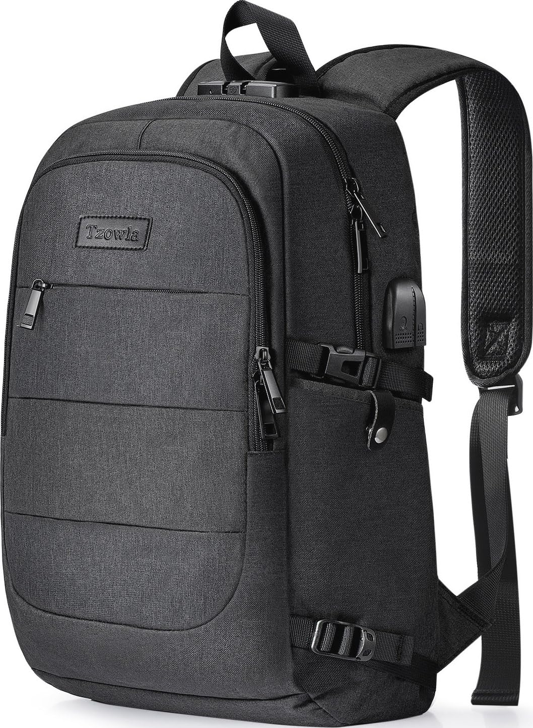 Tzowla Laptop Travel Slim School Backpack Water Resistant Anti-Theft Bag with USB Charging Port and Lock 15.6 Inch Computer Business Backpacks for Men Women College Student Gift,Bookbag Casual Daypack