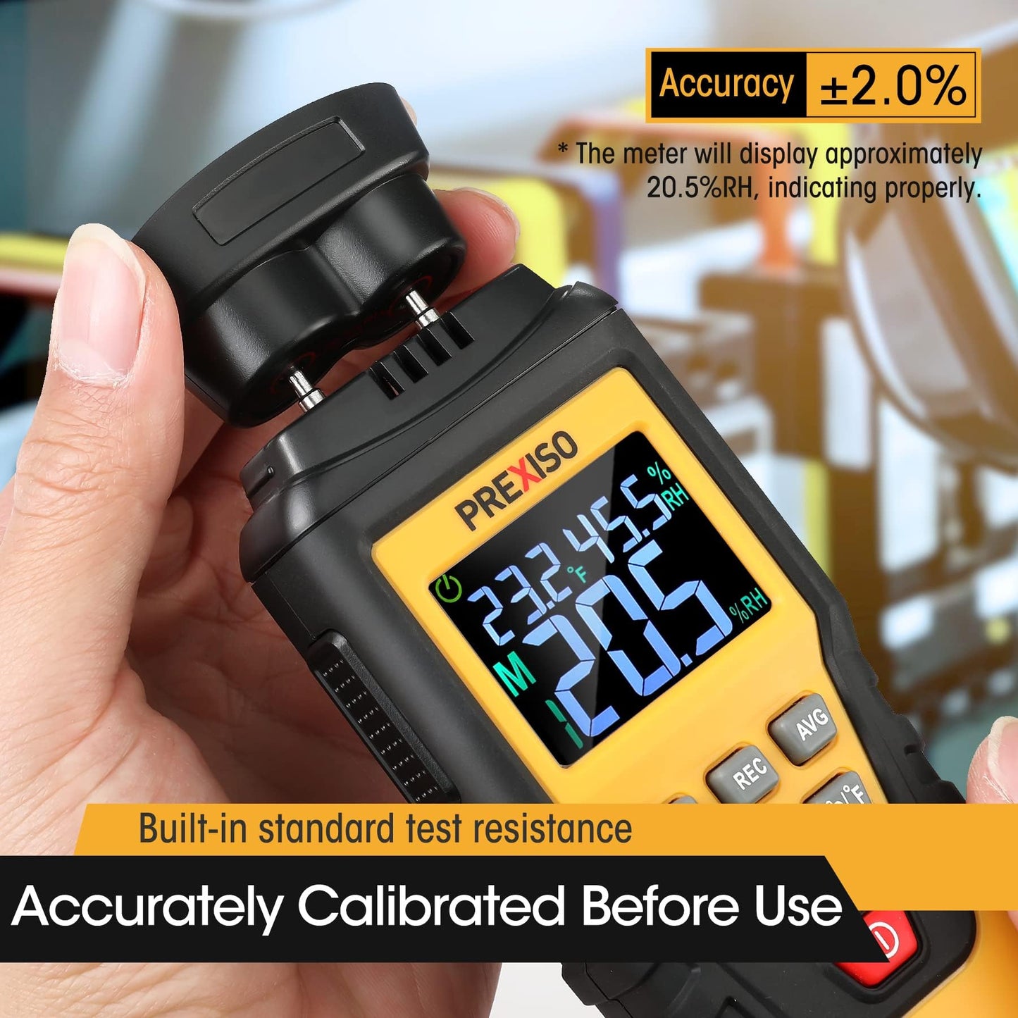 PREXISO Wood Moisture Meter, 7 in 1 Digital Humidity Detector for Lumber, Firewood, Walls, Drywall, Floor, Water Leak Detector, High-Precision Pin Moisture Meter