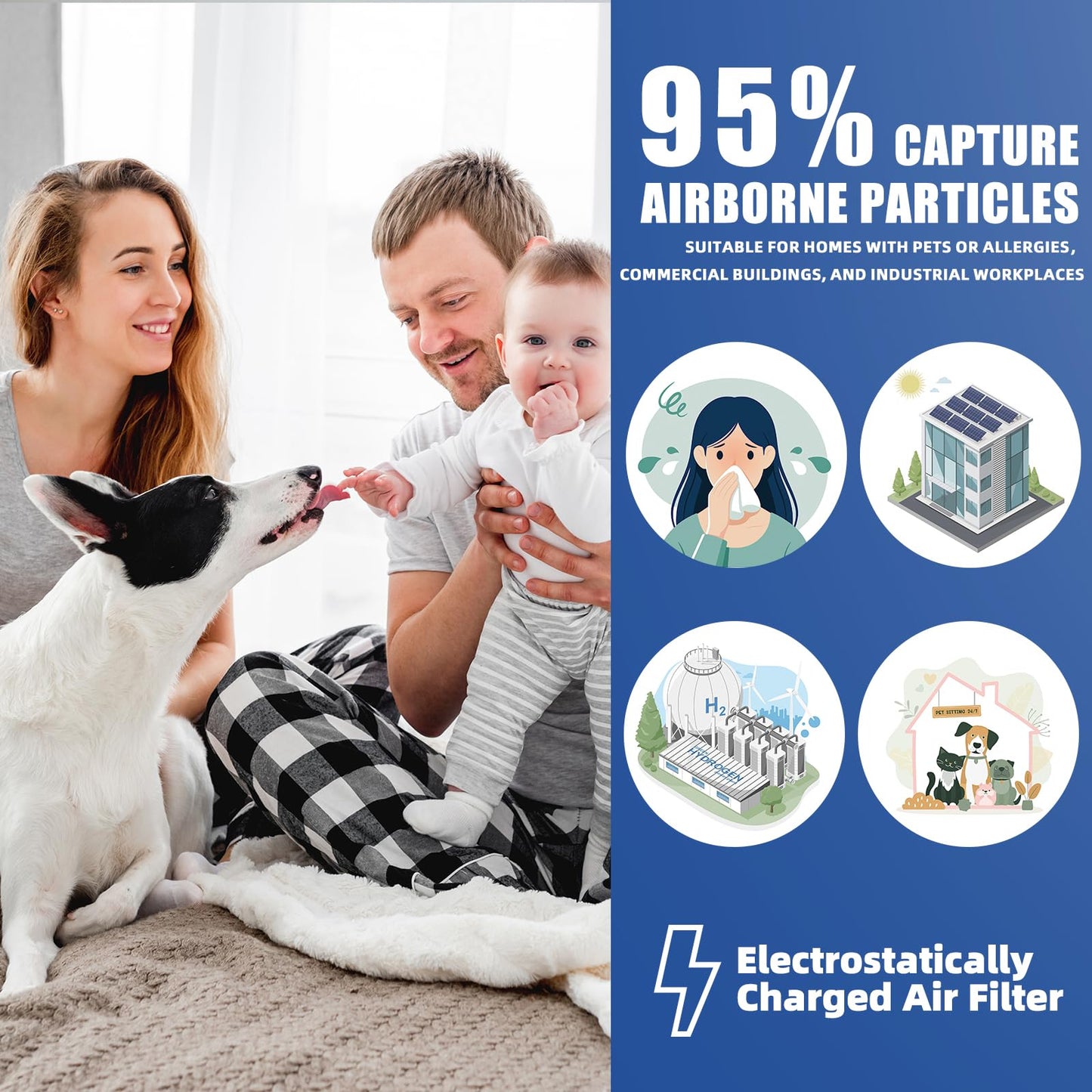 Deepure 16X25X1 MERV 11 Furnace Filter (4 Packs) - MPR 1200 FPR 7 Electrostatic Pleated Air Conditioner HVAC AC Filters