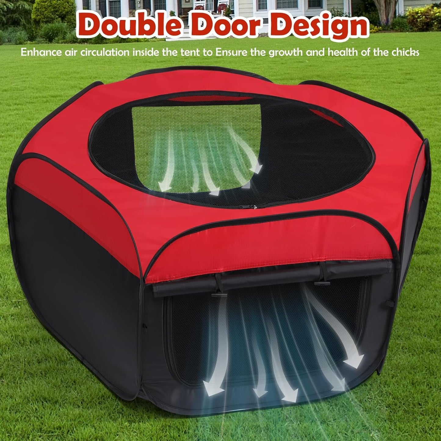 Chicken Brooder Box for Chick Starter Kit - 2025 Upgrade Double Door Brooder Pen/Playpen/Tent Baby Supplies Up to 15 Baby Chick,Duck,Quail