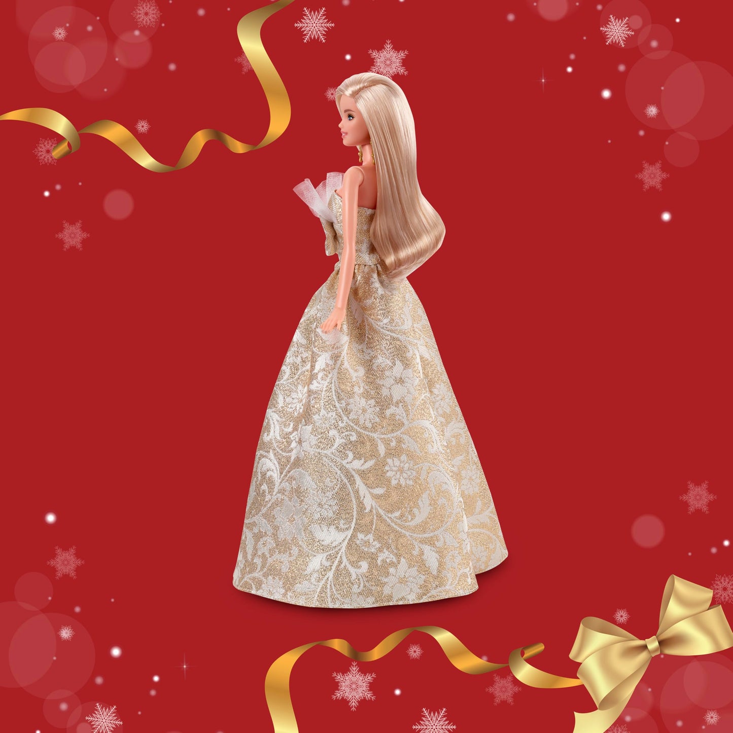 Barbie Signature Doll, 2025 Holiday Barbie Blonde Fashion Doll Wearing Silver & Gold Gown, Seasonal Collector in Displayable Packaging & Stand