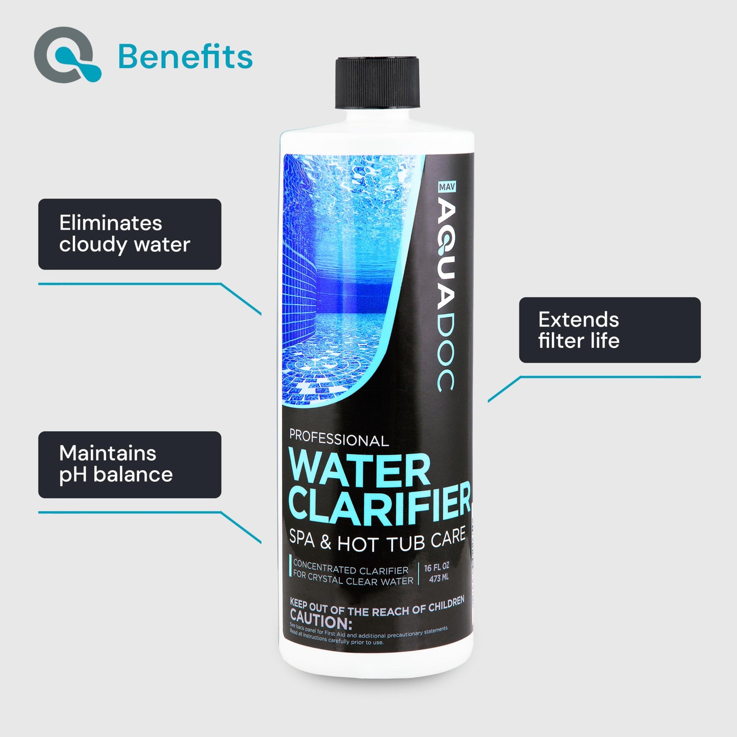 MAV AquaDoc 16oz Spa & Hot Tub Clarifier for Fast Acting Cloudy Water Treatment - Keep Your Spa Clear & Balanced