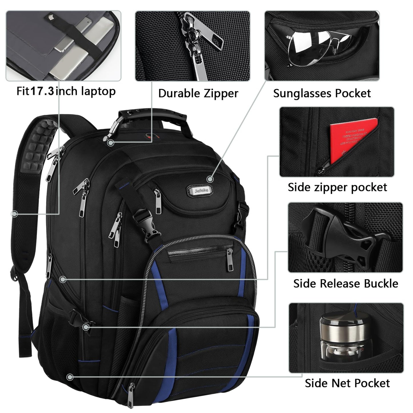 Travel Laptop Backpack, Extra Large Backpack for Men, Basketball Backpack with RFID Pocket, Anti Theft TSA Approved, College Student XL Bag fits 17.3 inch Computer Notebook