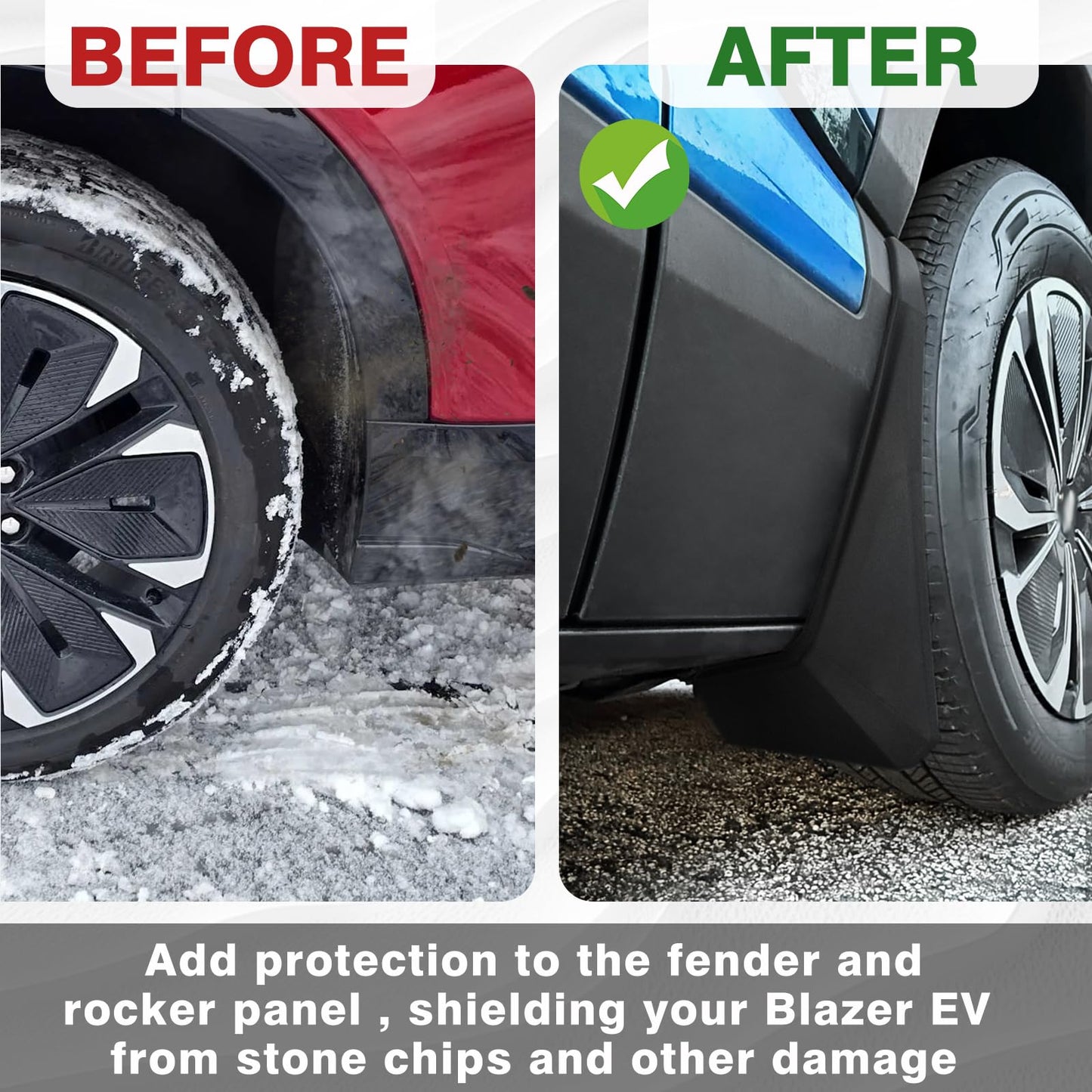 BestEvMod Mud Flaps Splash Guards Fit for Chevrolet Blazer EV 2026 2025 2024 Accessories Fender Dirt Protection Winter Sediment Dirt Protection No Need to Drill Holes Set of 4 NOT FIT SS Models