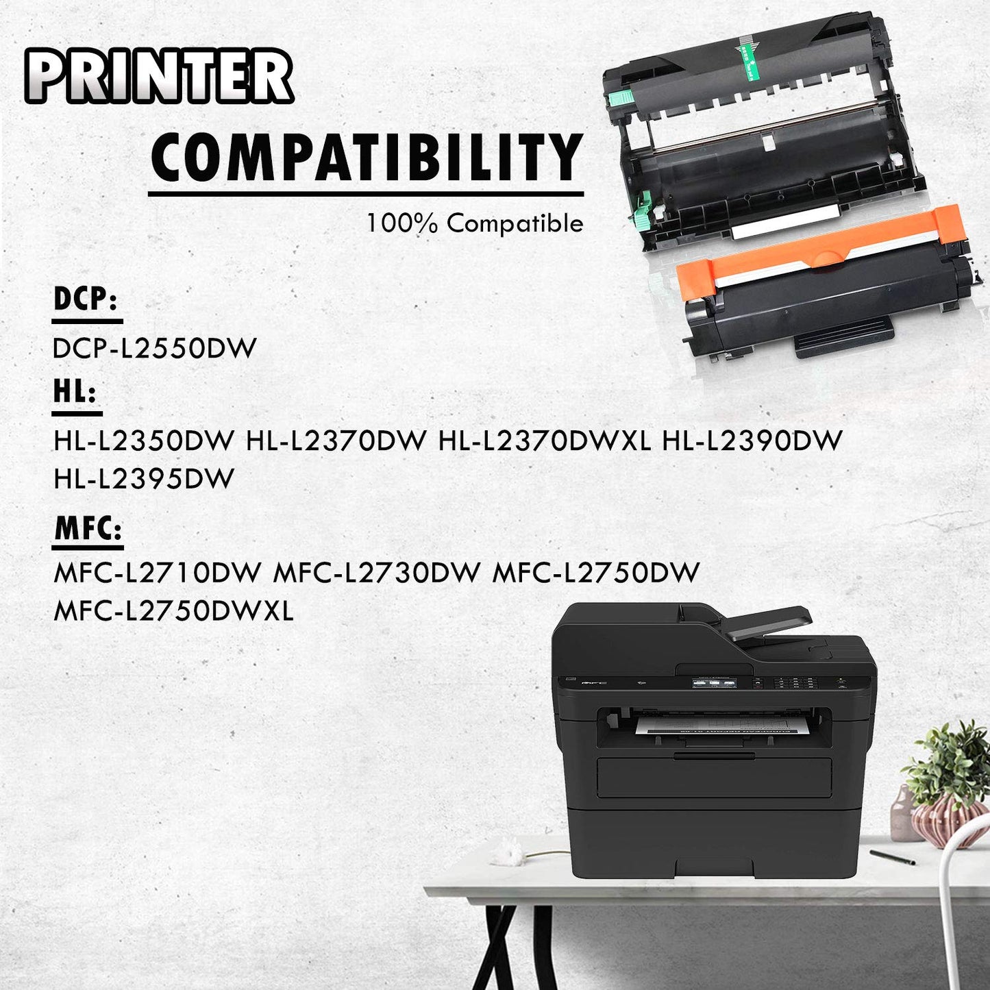 3PK-1 Inkfirst DR730 DR-730 Drum Unit + 2 TN760 TN-760 High Yield Toner Cartridges (CHIP Included) (2 Toner + 1 Drum) Compatible Replacement for Brother DCP-L2550DW HL-L2350DW HL-L2370DW HL-L2370DWXL