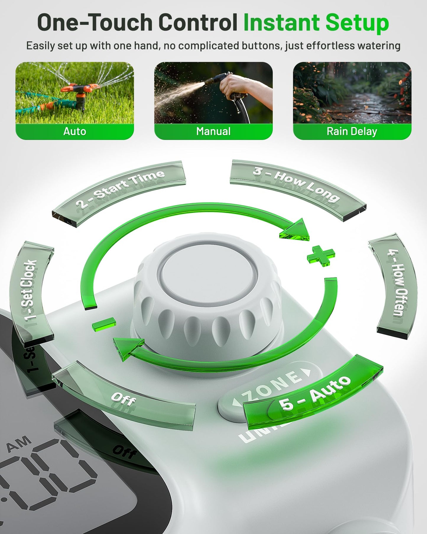 2027 New Upgrade Sprinkler Timer 2 Zone with Brass Inlet, Unistyle Water Timer for Garden Hose with Rain Delay and Manual Water/Automatic Irrigation, Hose Timers for Yard and Lawn Patio