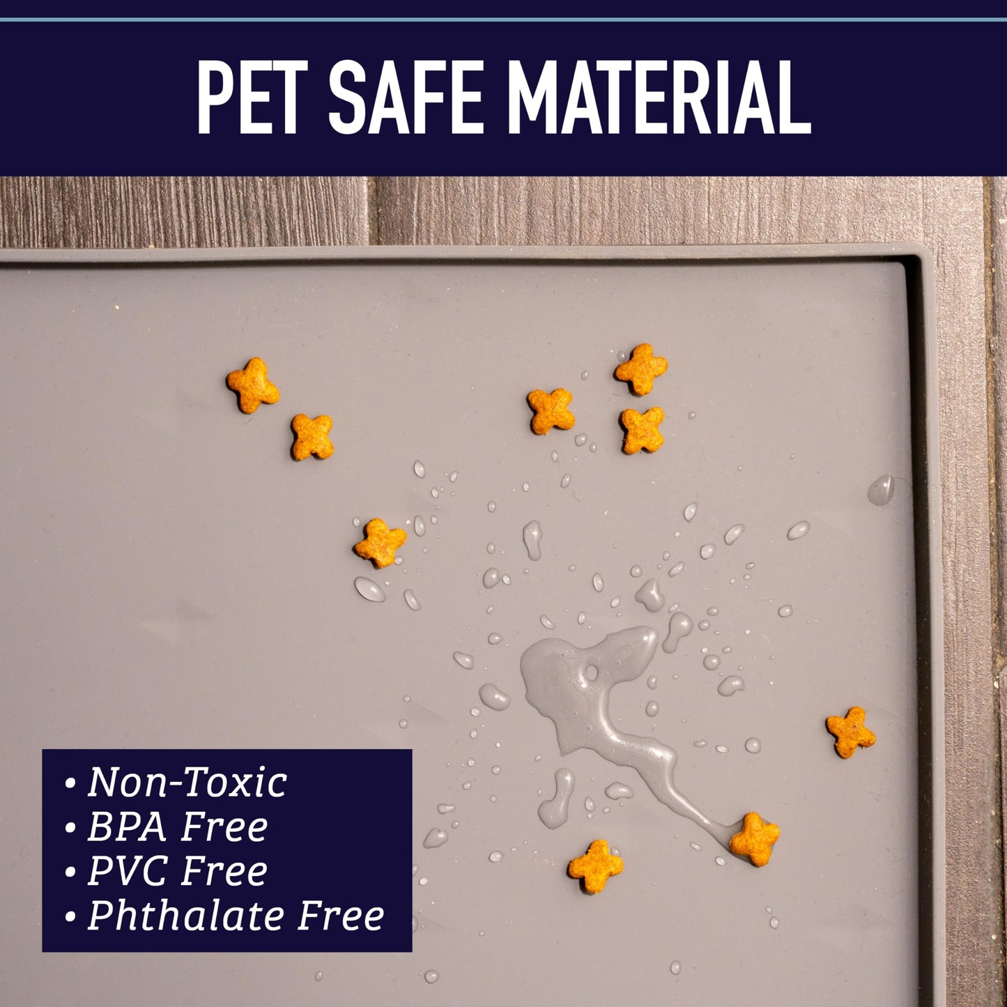 Leash Boss Dog Food Mat – Waterproof Silicone Pet Feeding Mat with Raised Edges for Dogs & Cats, Non-Slip Placemat for Food & Water Bowls, Spill-Proof Floor Protection, Easy to Clean