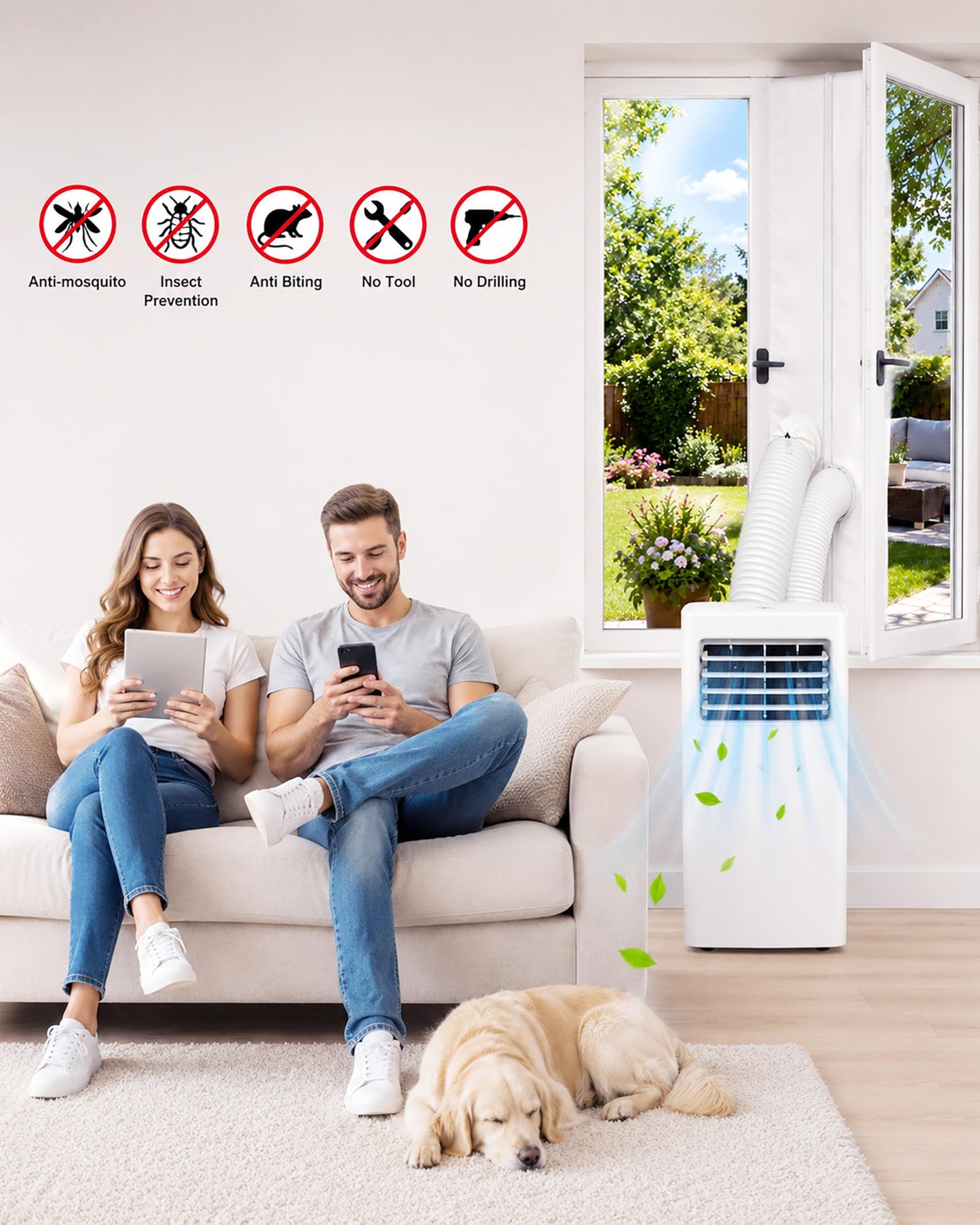 COVERTIFY Portable Air Conditioner Window Kit, Universal Heavy Duty Window Seal for Portable Air Conditioner with Adjustable Zipper, No Drill AC Unit Windows Kit - Max 157" L
