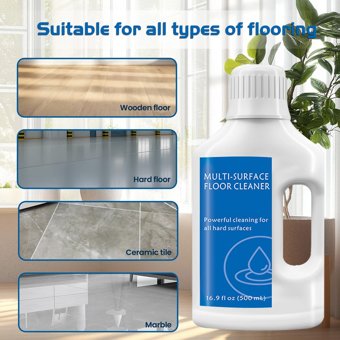 4Pcs 500ml Floor Cleaning Solution,Compatible with Dreame H11, H11 Max, H12 PRO, H12S AE, H15 Wet Dry Vacuum, Floor Cleaner Liquid Refill for Multiple Surfaces Floor Cleaner Liquid Refill