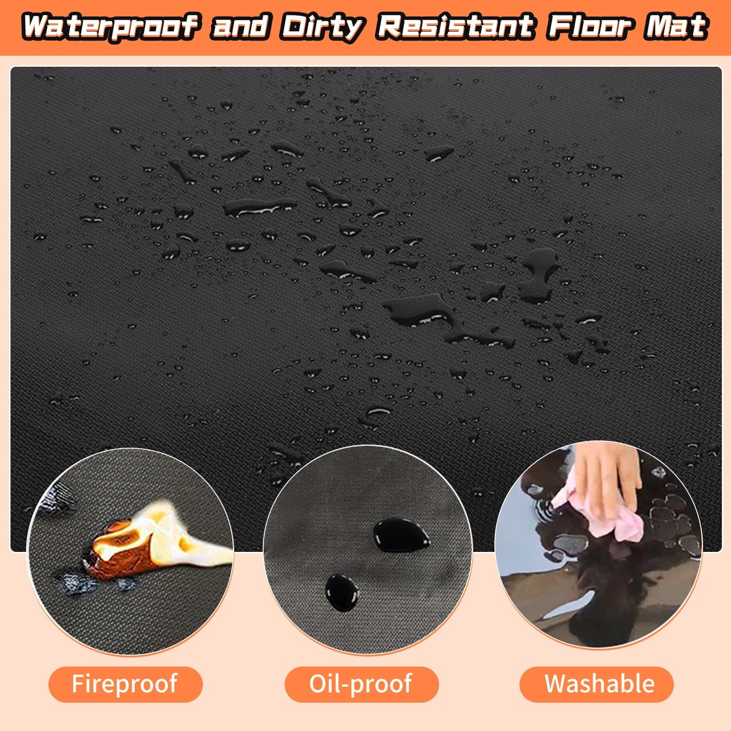 Hearth Rugs Fireproof Mat, 48" x28", Fire Resistant for Fireplace, Heated Floor Mat for Outdoor BBQ Grills, Fire Pits, Smokers, Woodstoves