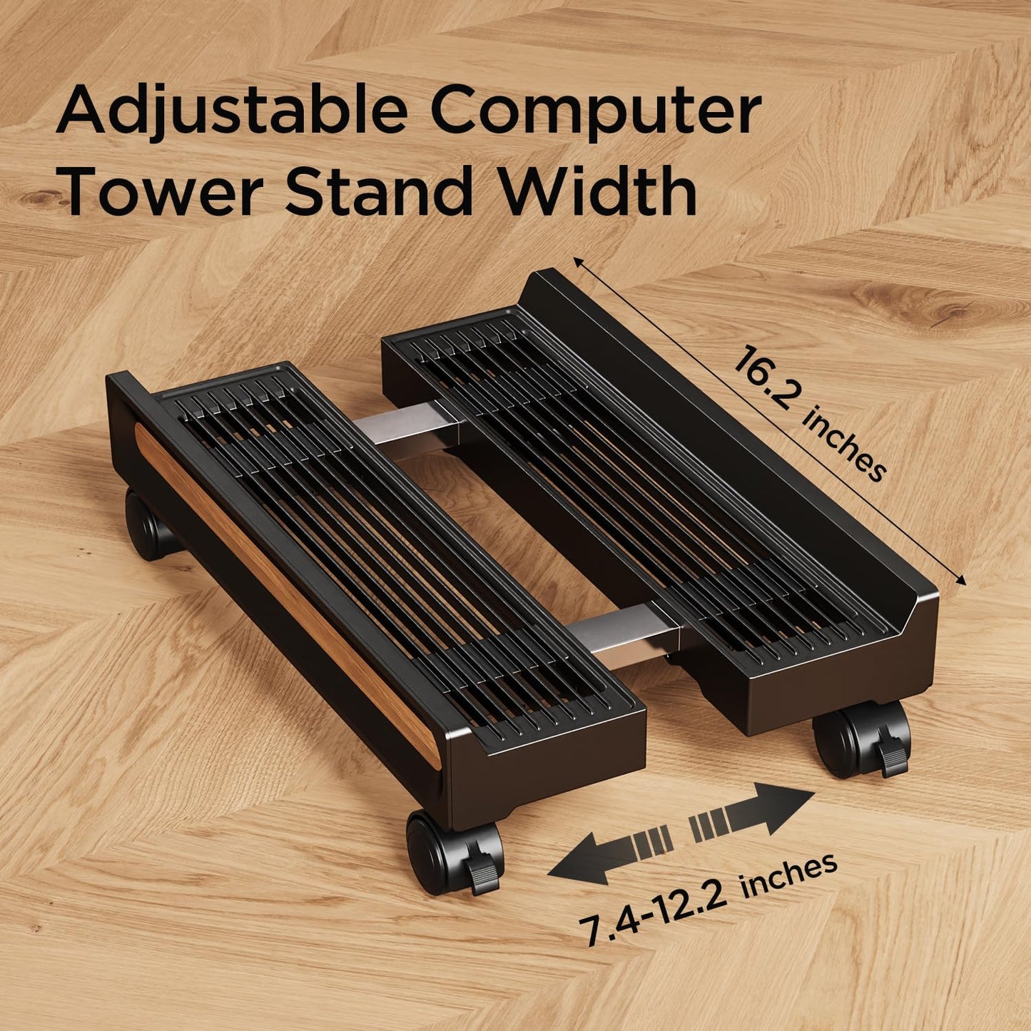 FULKUN Adjustable Mobile CPU Stand,Ventilated PC stand for floor, Computer Tower Stand with Locking Caster Wheels Fits Most PC,Computer Mobile Cart Holder for Office,Gamers and Students